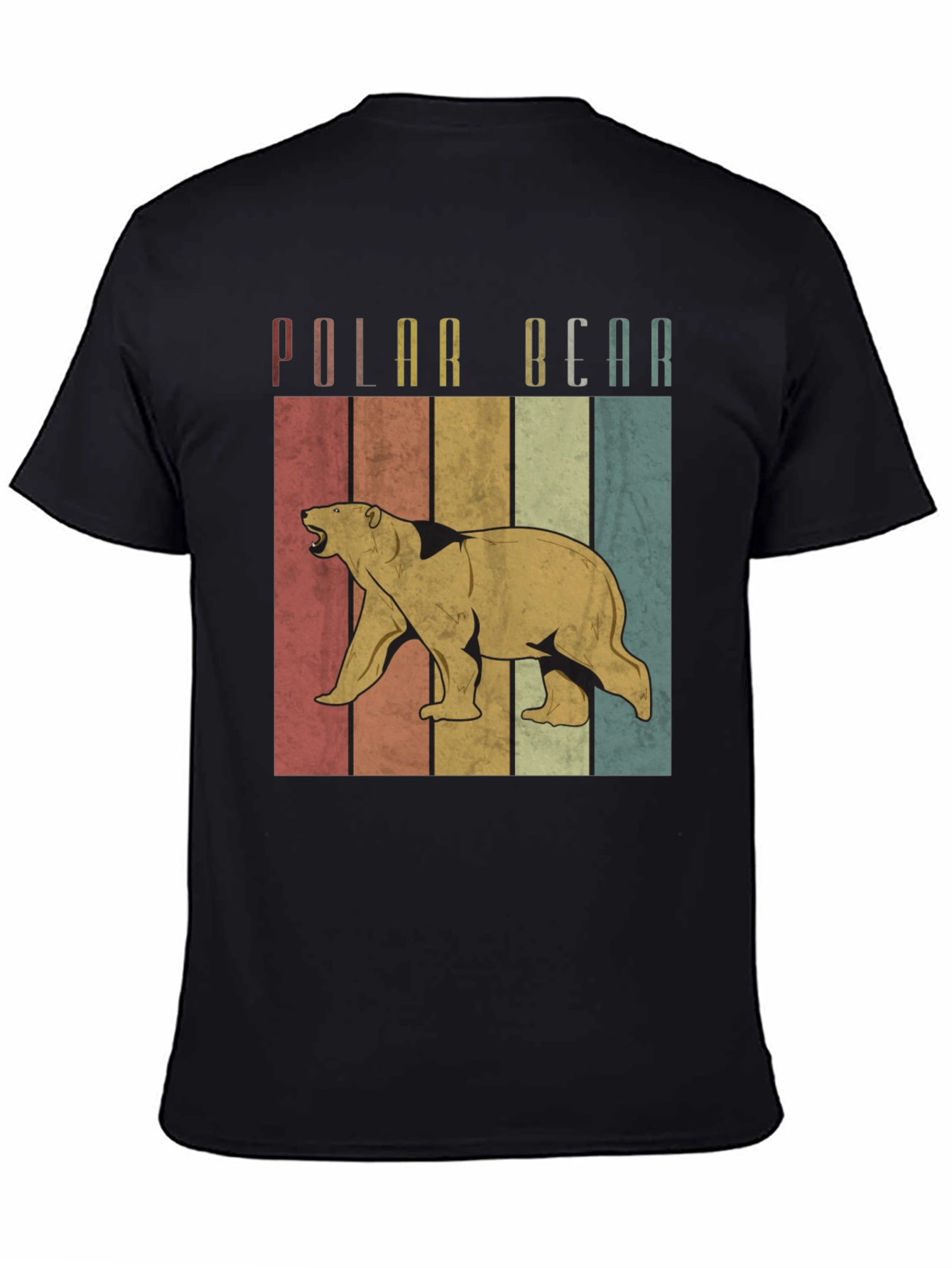 Retro Polar Bear Graphic Tee - Black