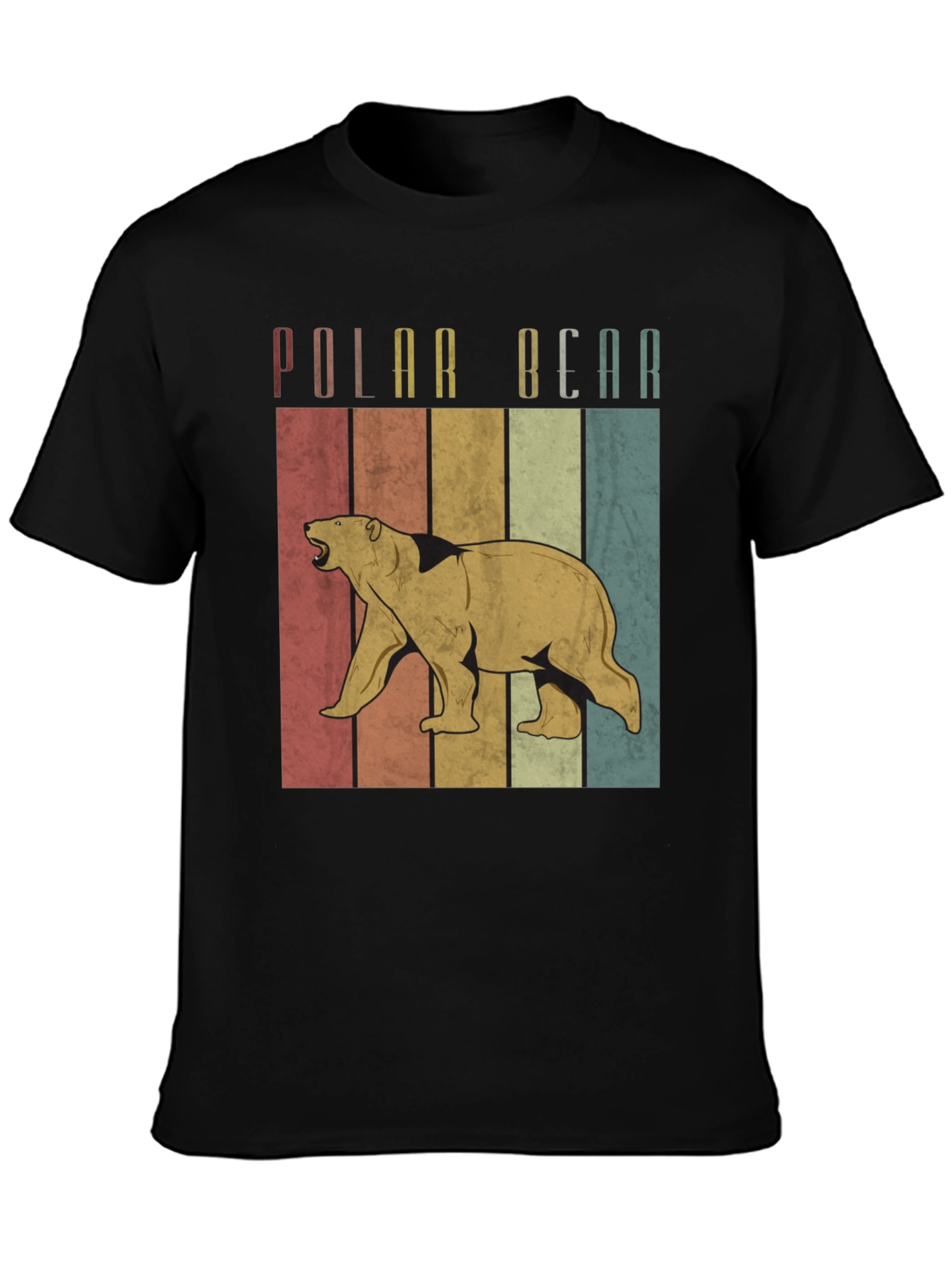 Retro Polar Bear Graphic Tee - Black