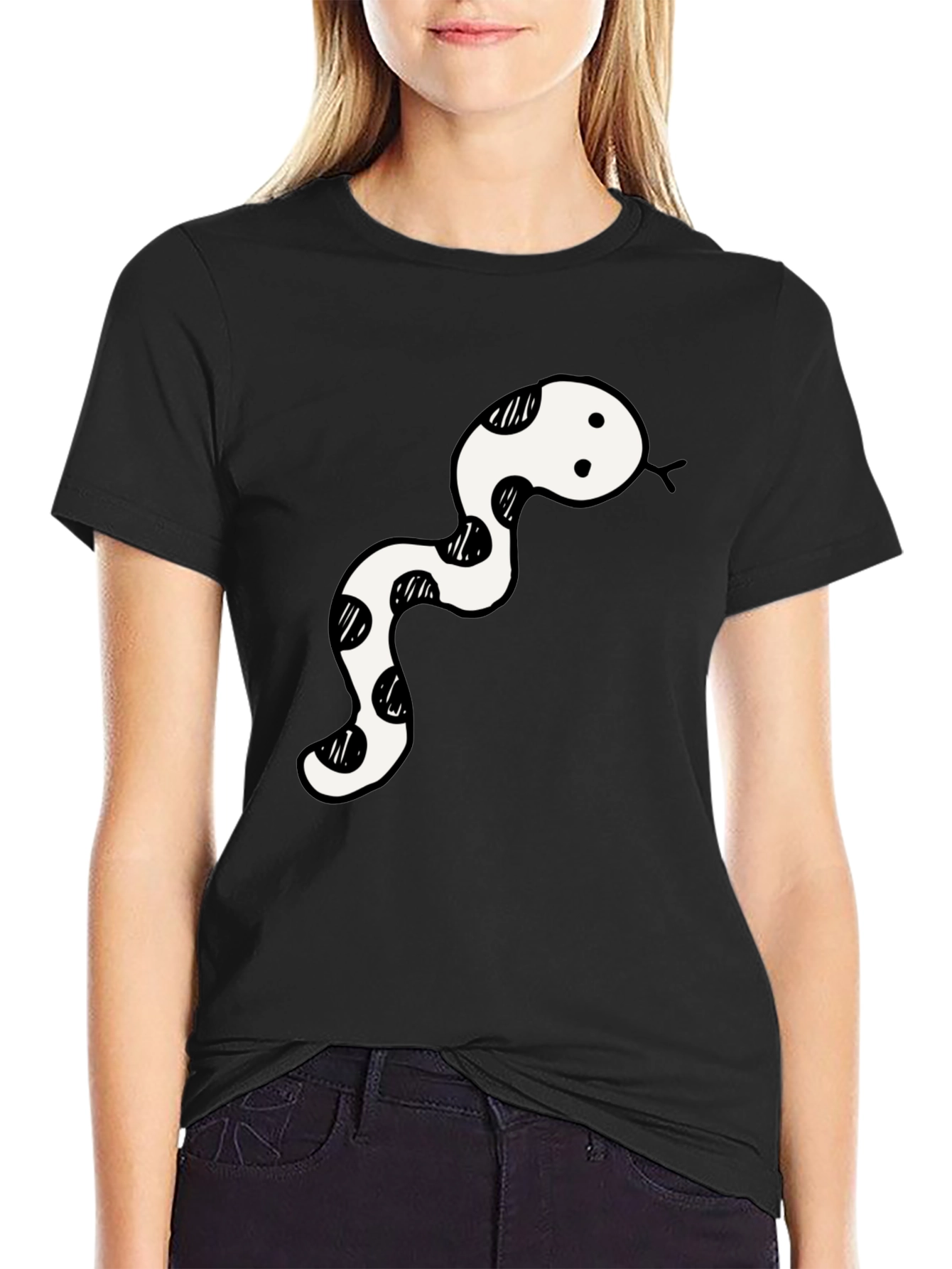 Black T-Shirt with Snake Design