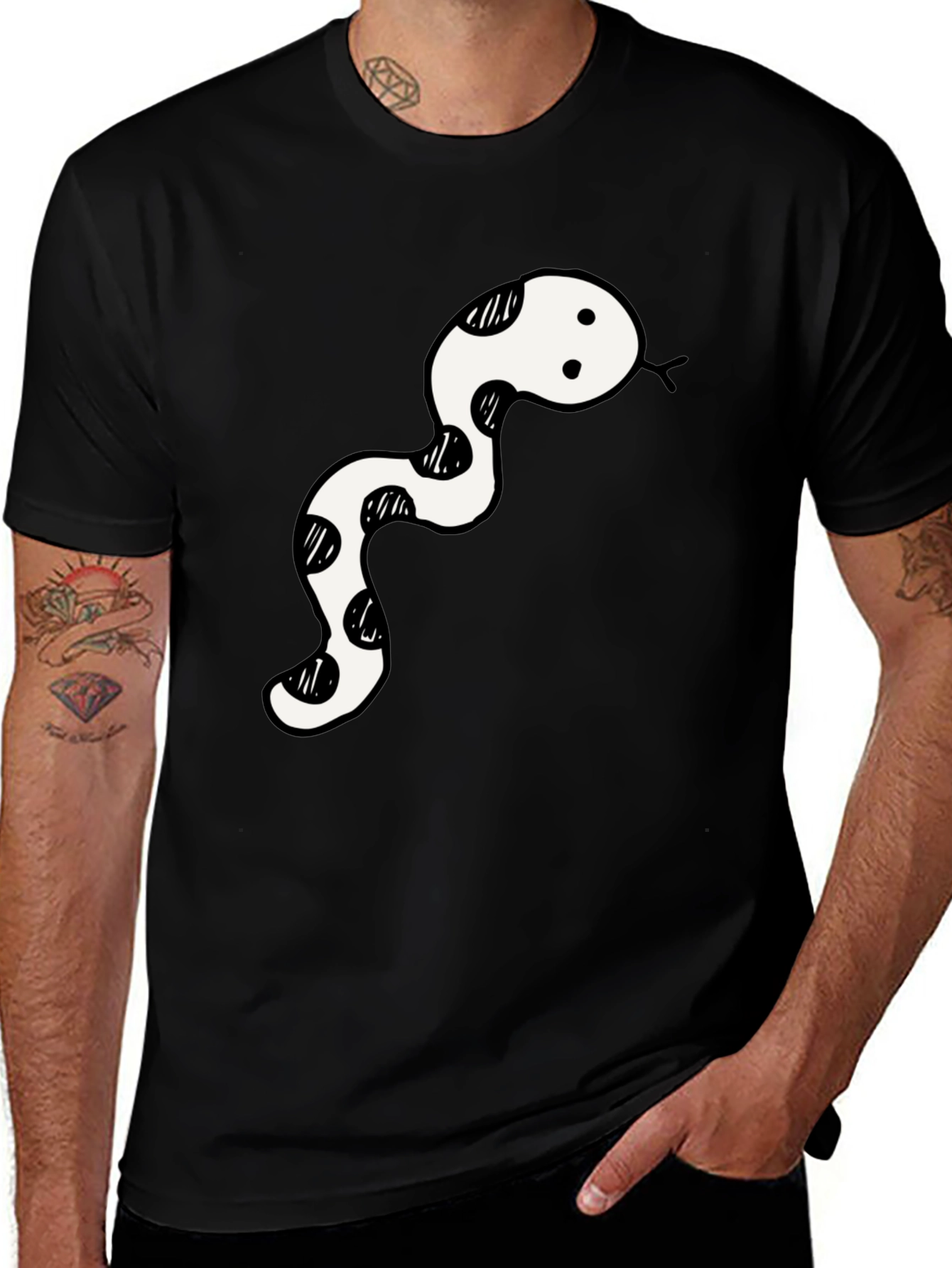 Black T-Shirt with Snake Design