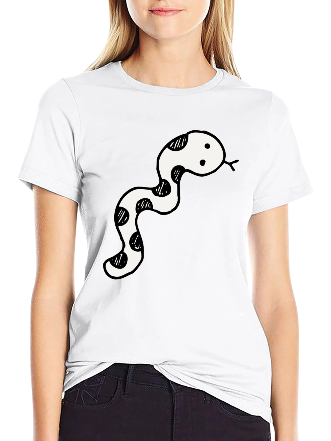 Black T-Shirt with Snake Design