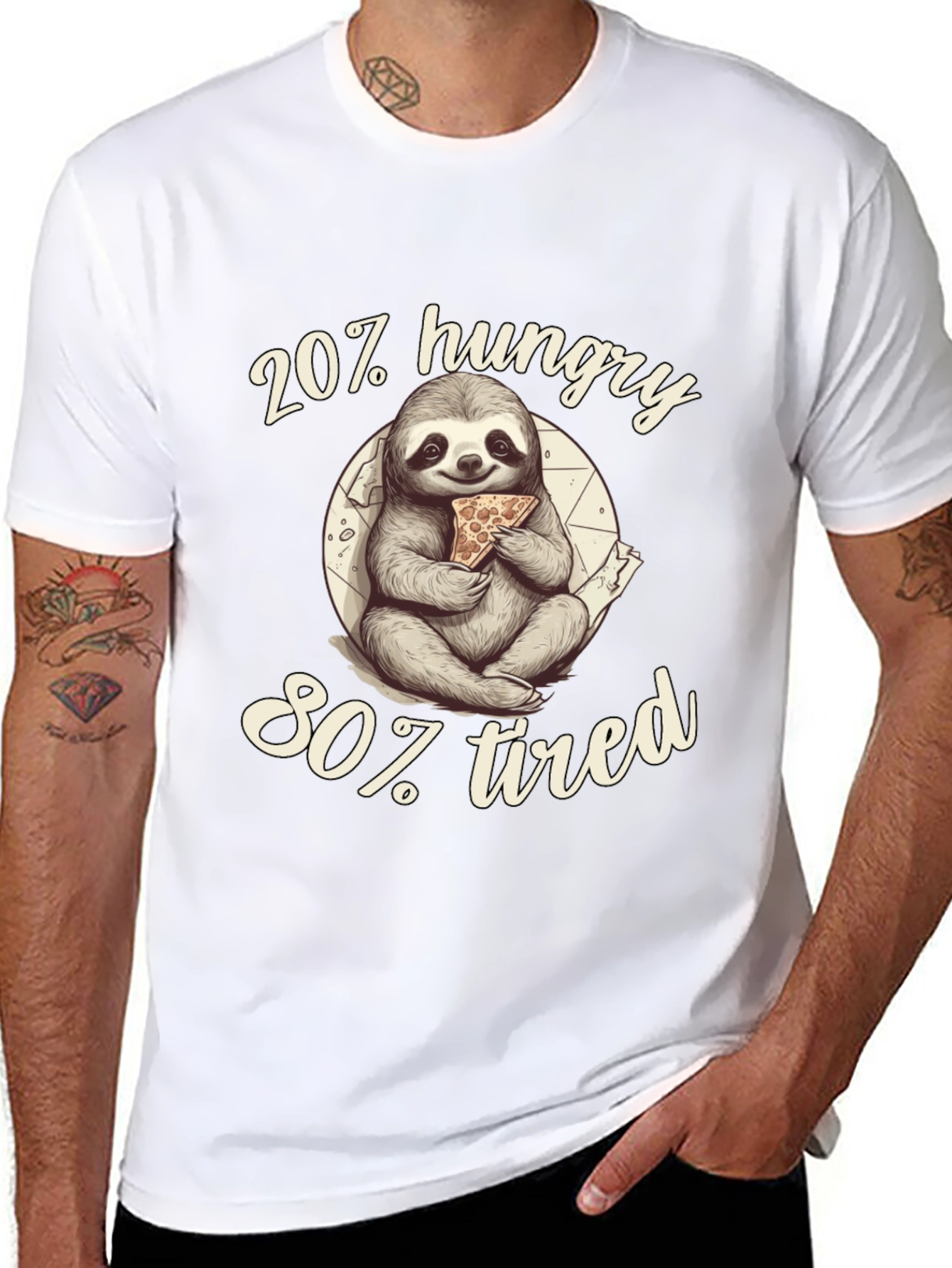 20% Hungry 80% Tired Sloth Graphic Tee