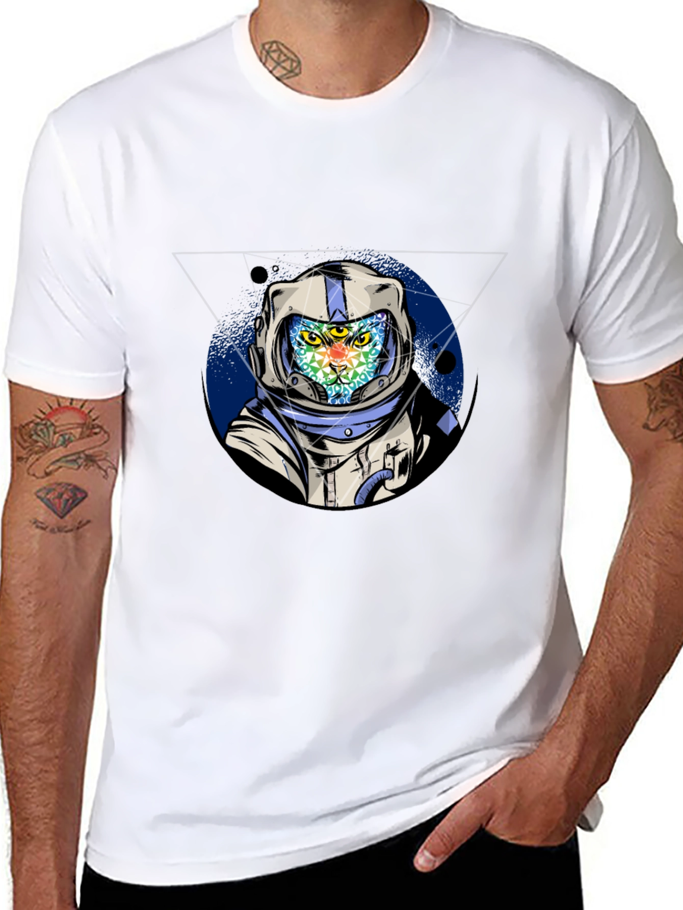 Astronaut Cat Graphic Tee - Unique Design