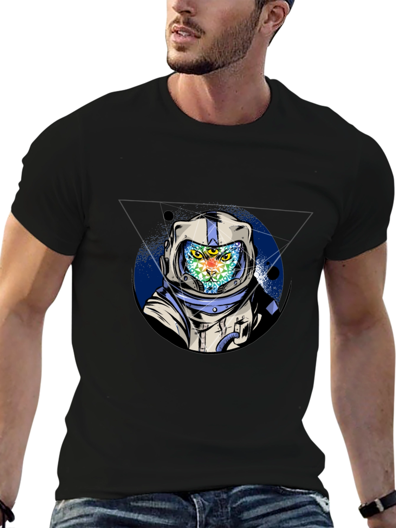 Astronaut Cat Graphic Tee - Unique Design