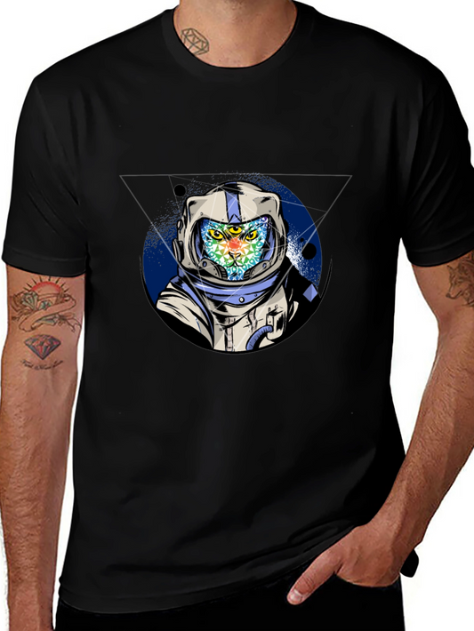 Astronaut Cat Graphic Tee - Unique Design