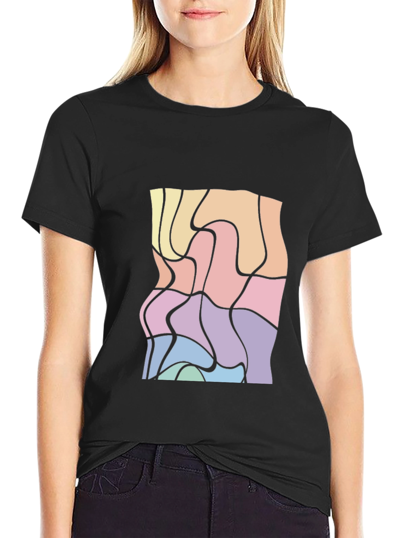 Abstract Graphic Black T-Shirt