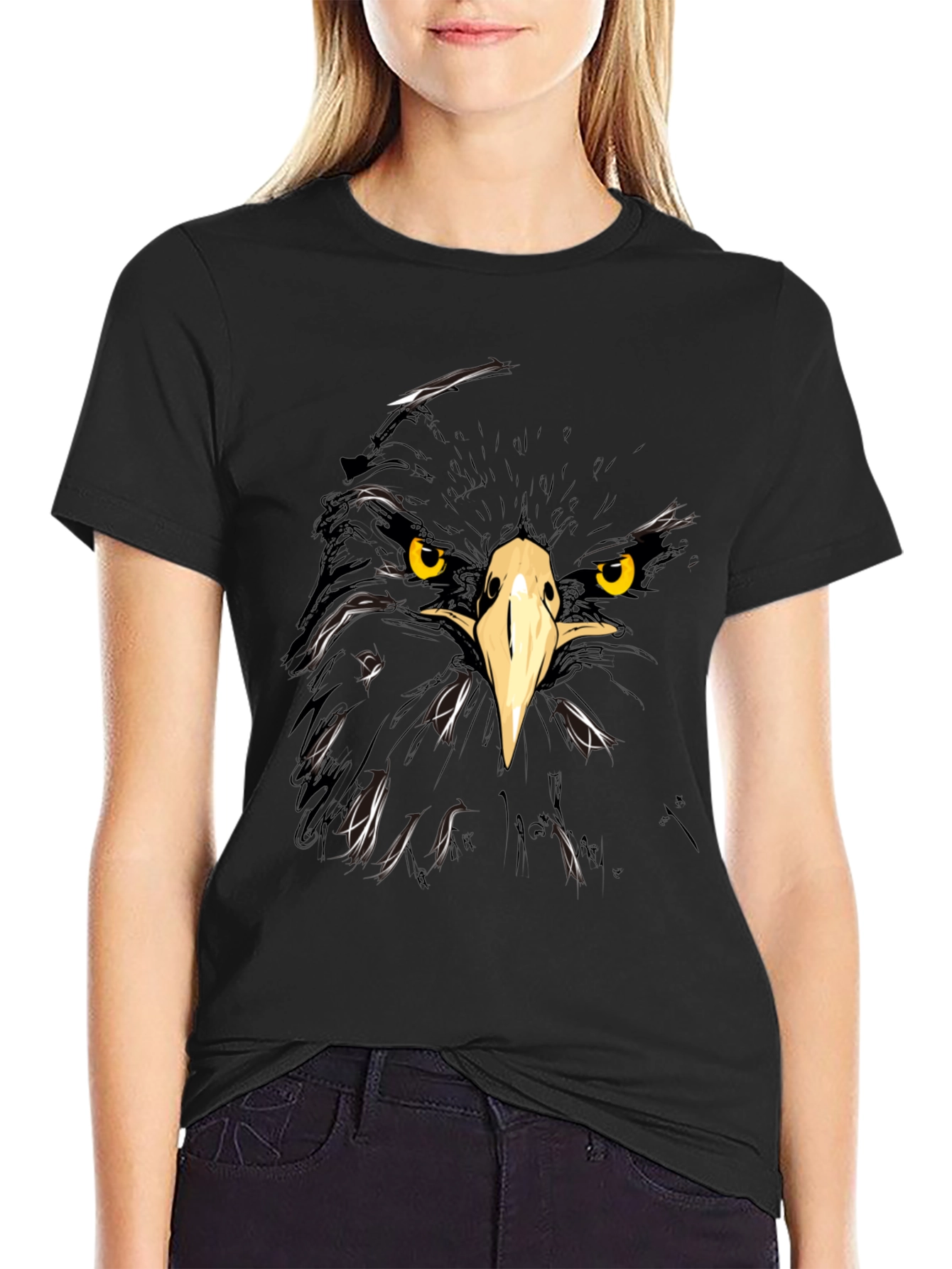 Eagle Graphic Black T-Shirt - Bold Animal Print Tee