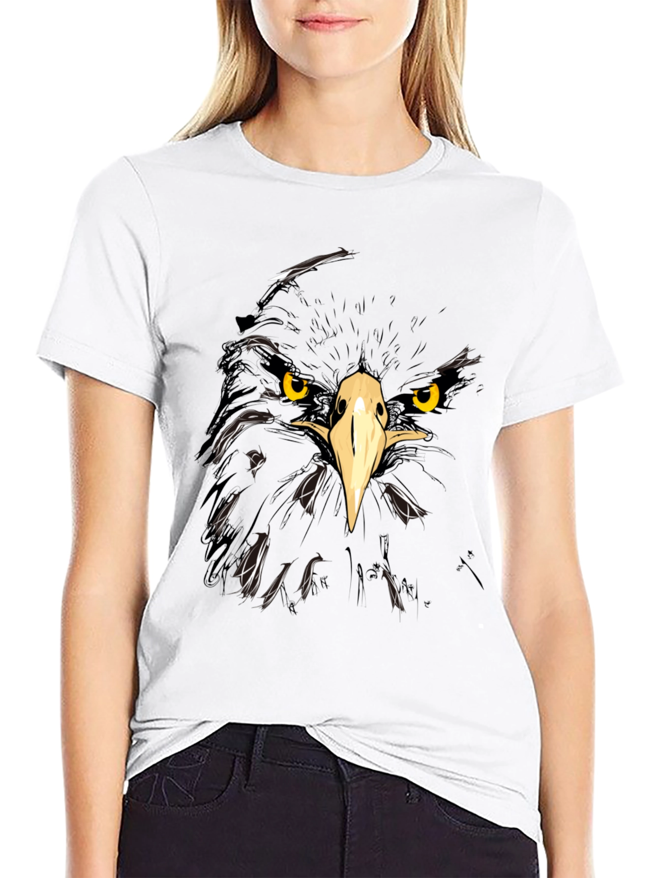Eagle Graphic Black T-Shirt - Bold Animal Print Tee