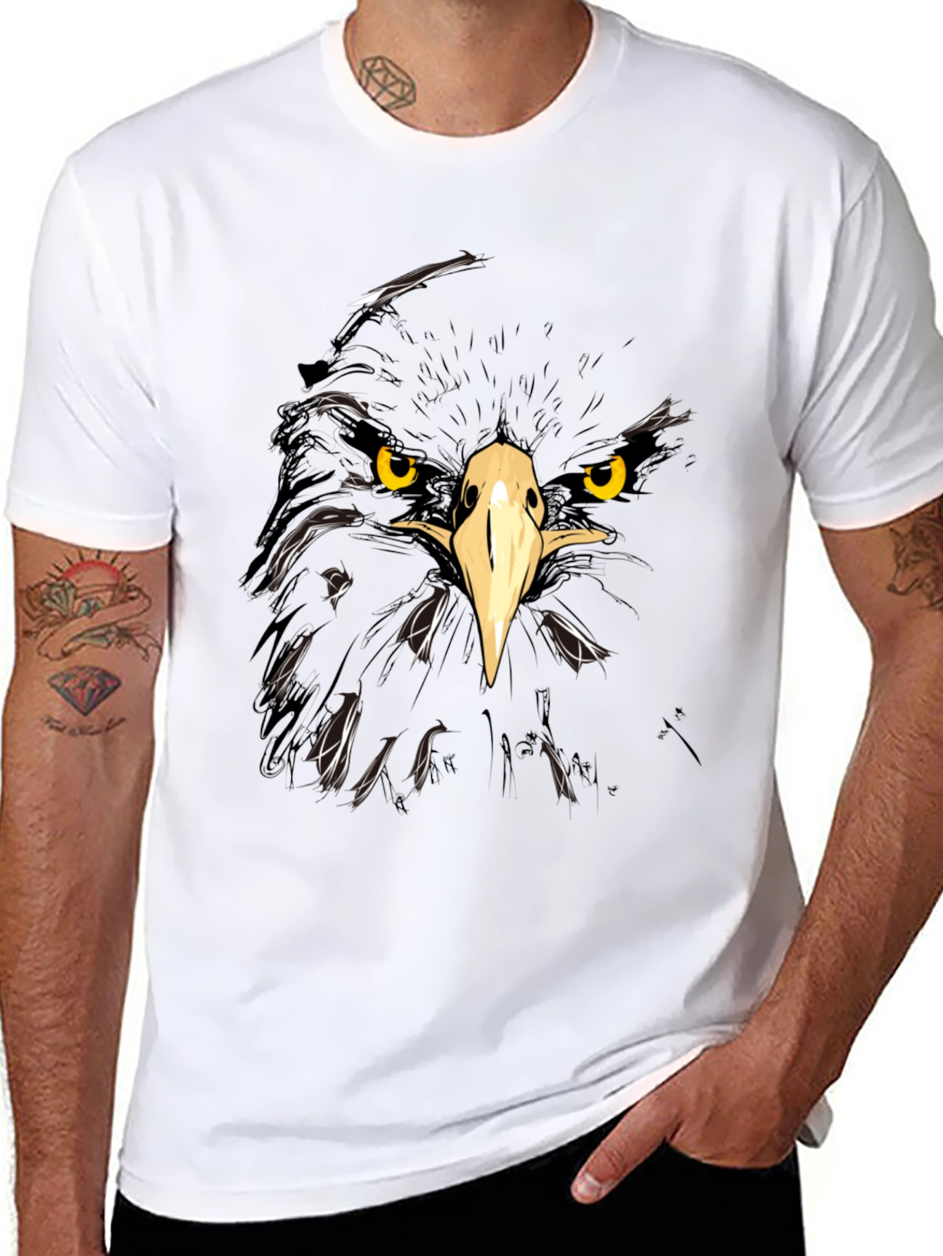 Eagle Graphic Black T-Shirt - Bold Animal Print Tee