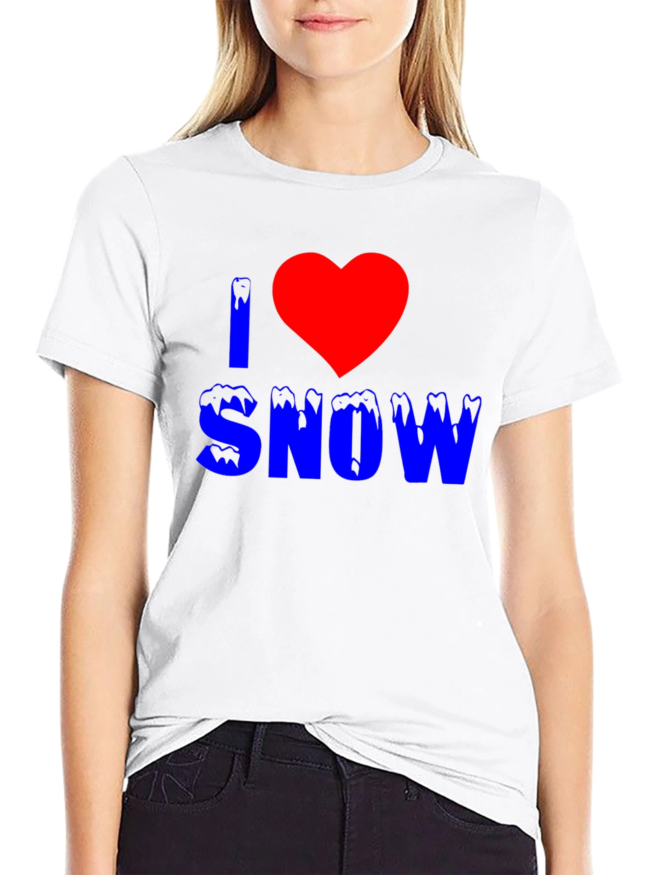 I Heart Snow Graphic T-Shirt - Fun Winter Apparel