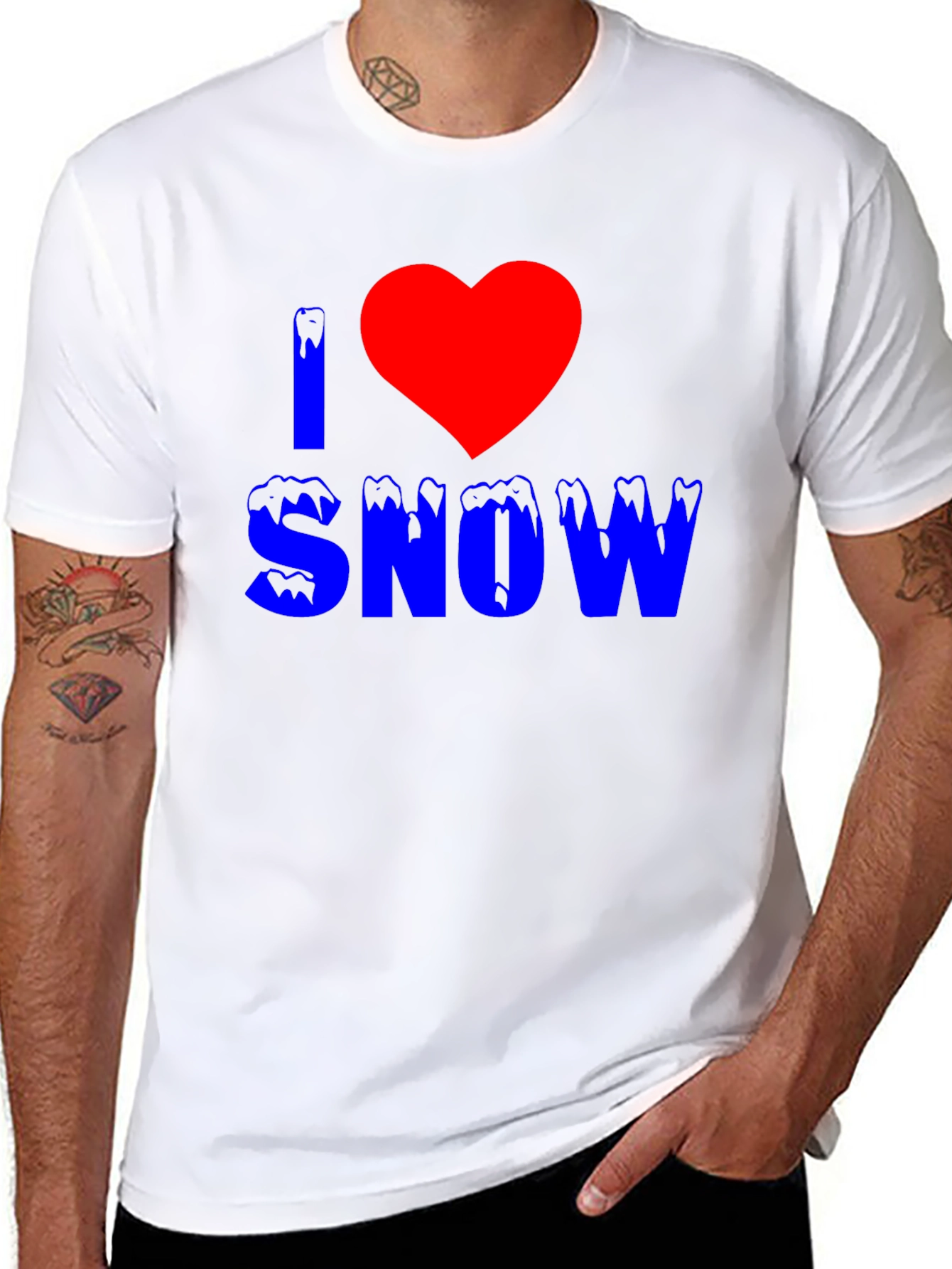 I Heart Snow Graphic T-Shirt - Fun Winter Apparel