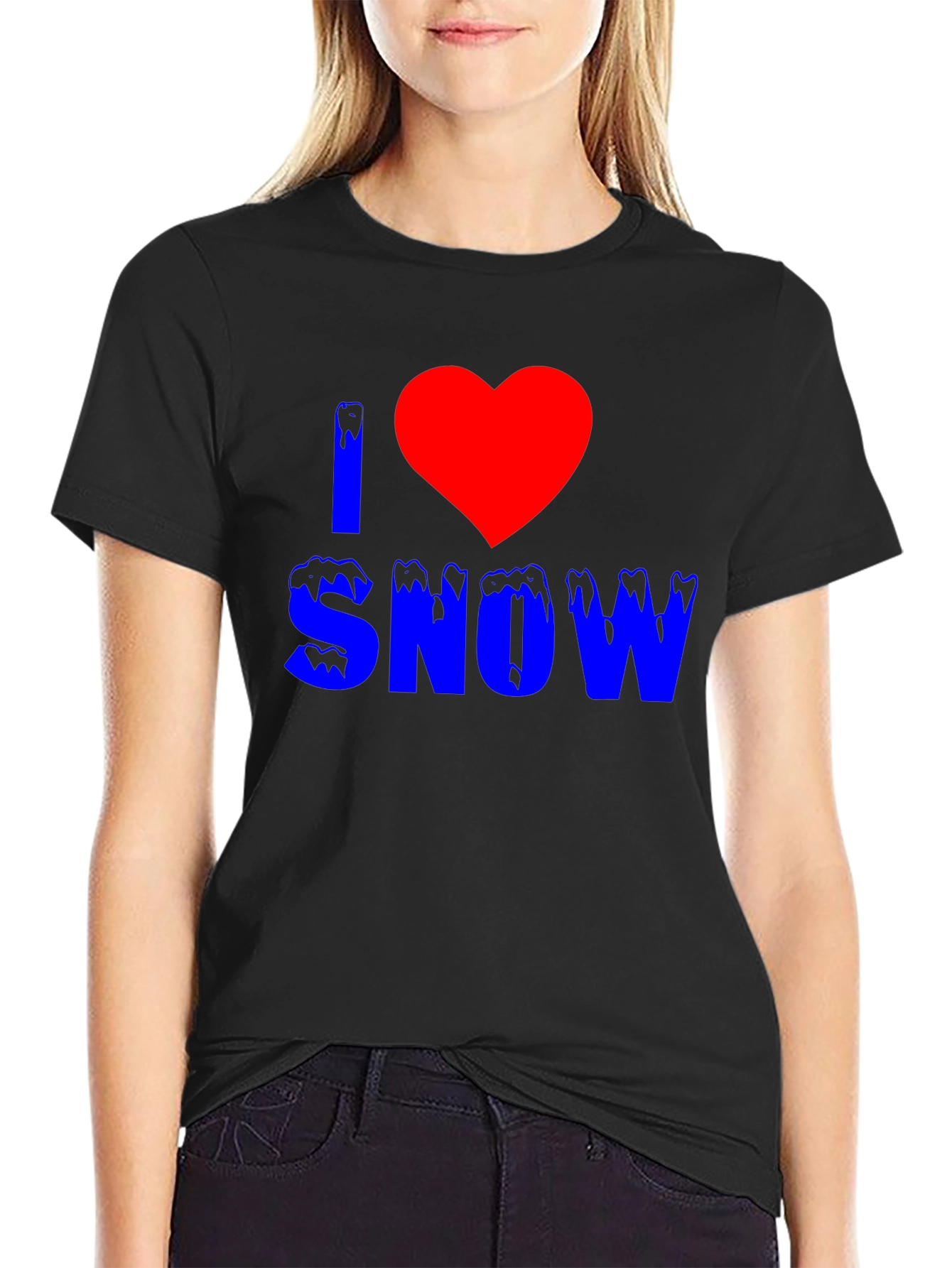 I Heart Snow Graphic T-Shirt - Fun Winter Apparel