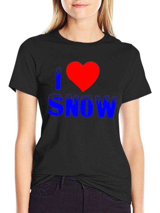 I Heart Snow Graphic T-Shirt - Fun Winter Apparel