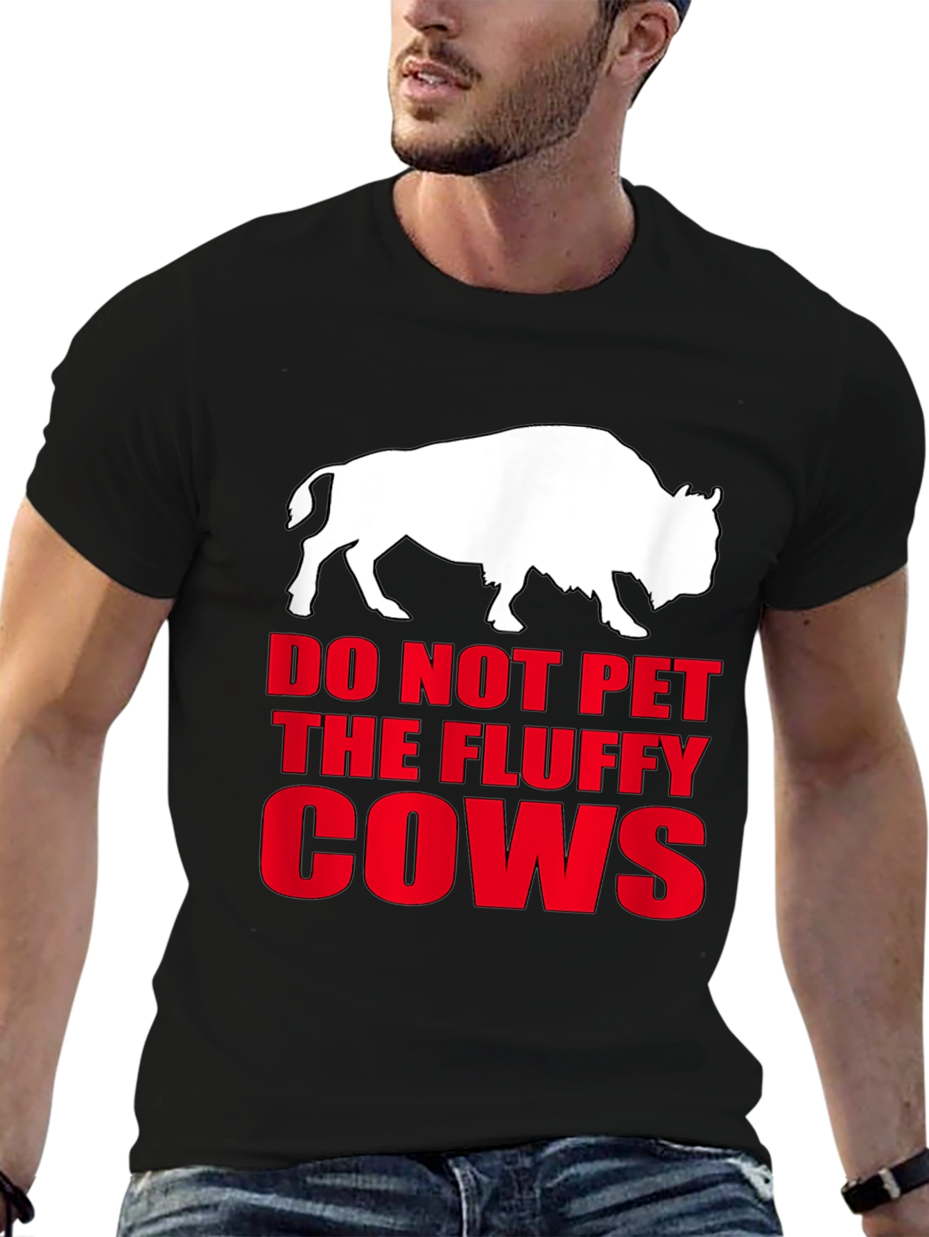 Do Not Pet the Fluffy Cows Black T-Shirt