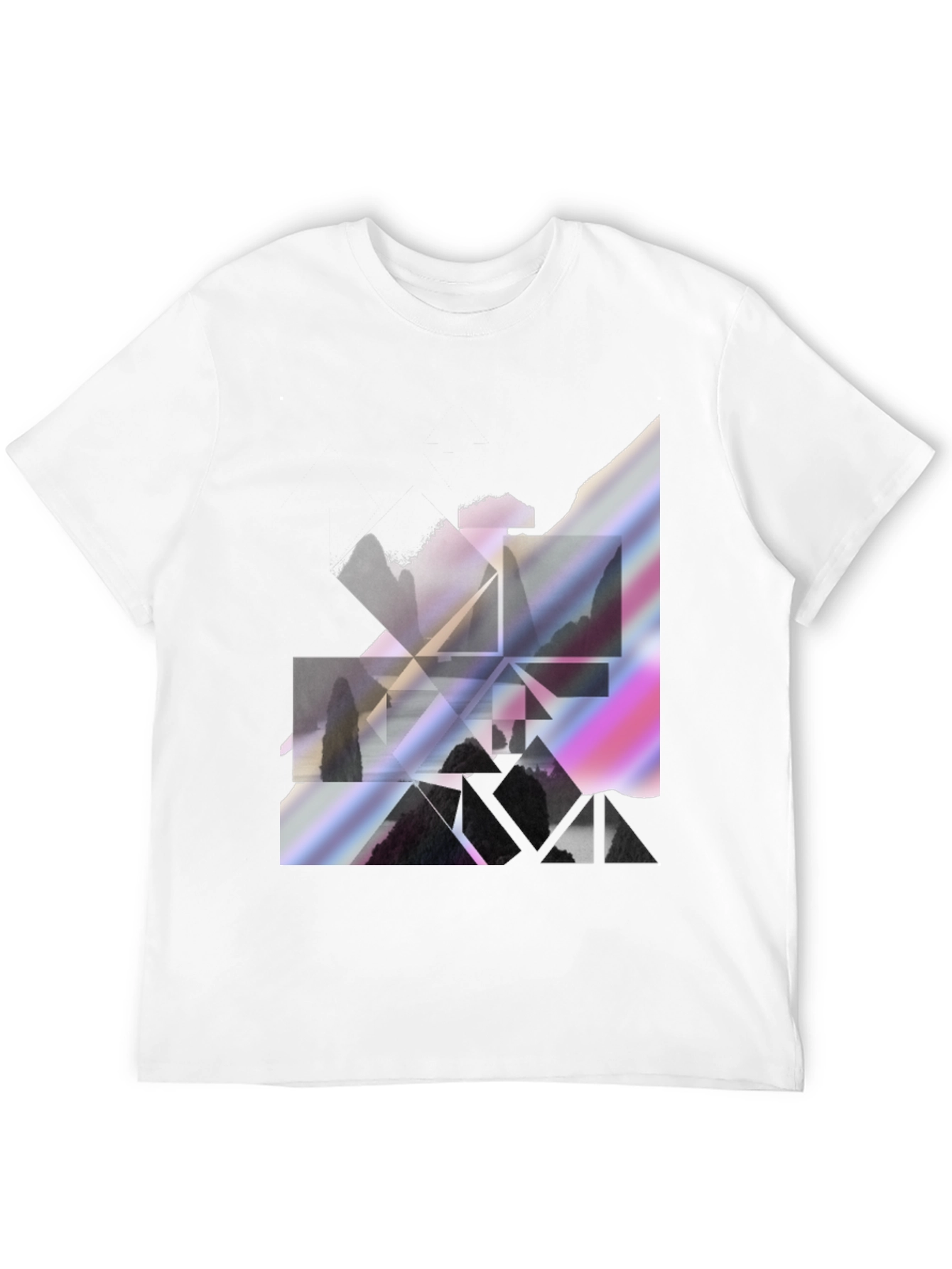 Geometric Landscape Graphic Tee - Stylish Black Shirt