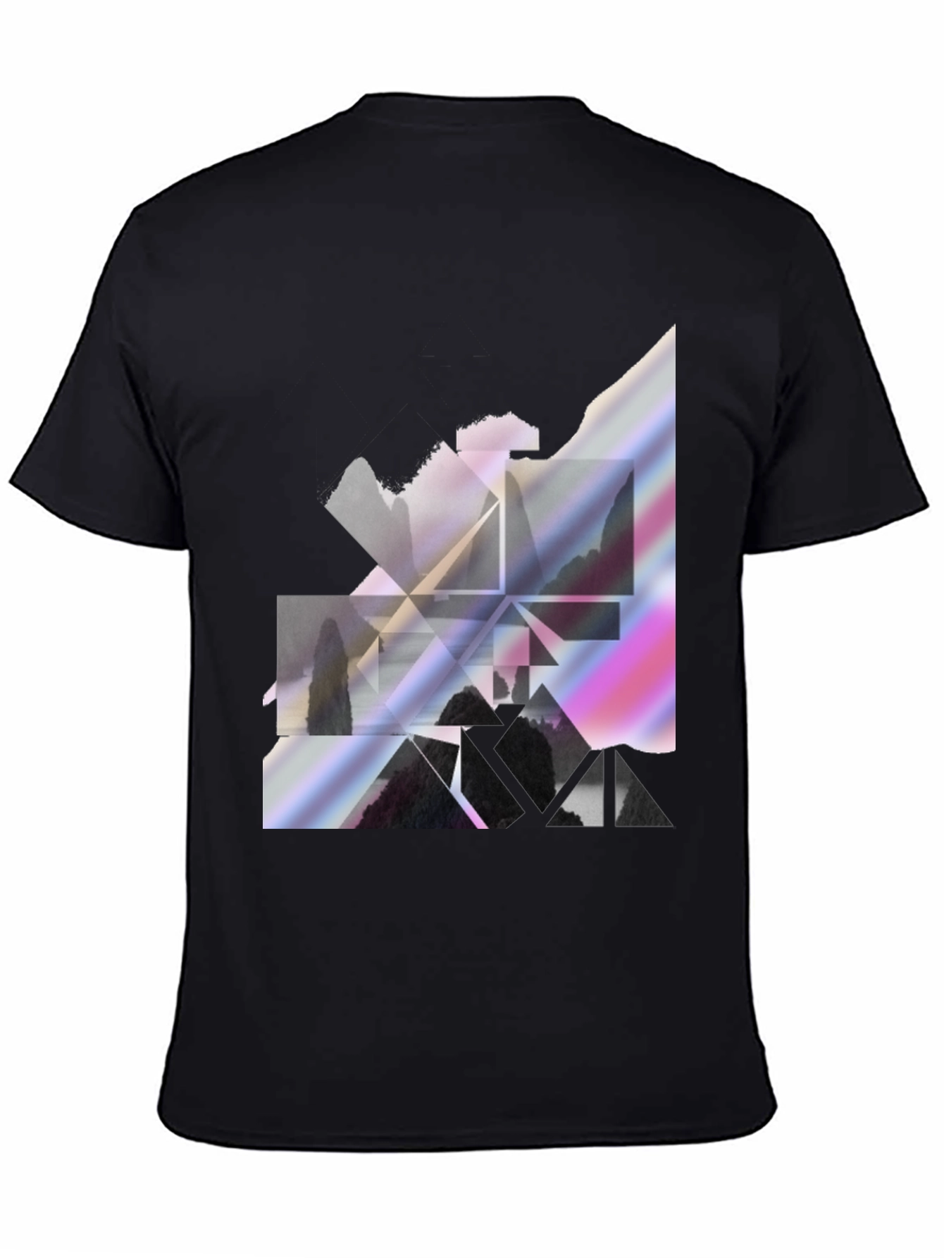 Geometric Landscape Graphic Tee - Stylish Black Shirt