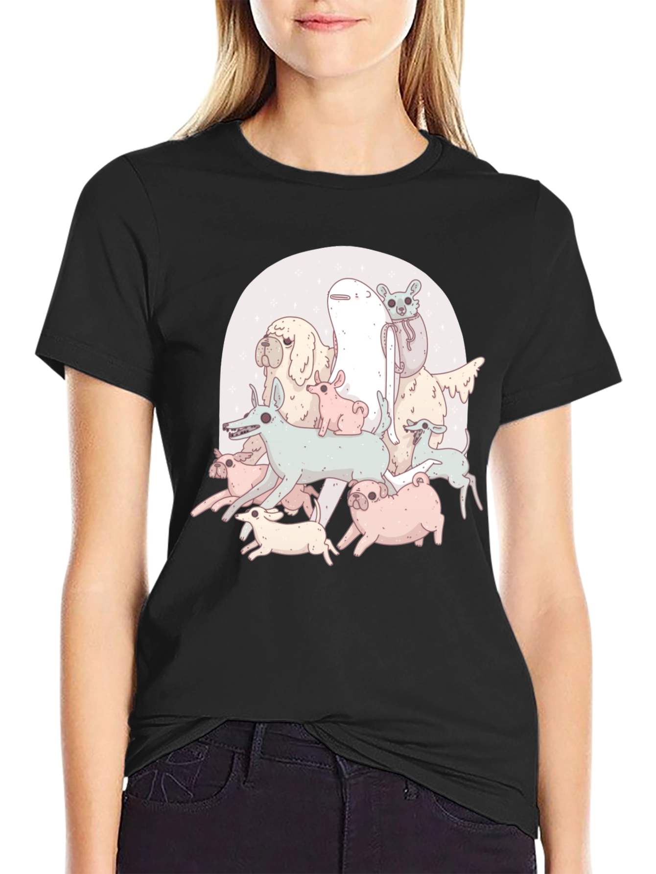 Funny Dog Pile Graphic T-Shirt