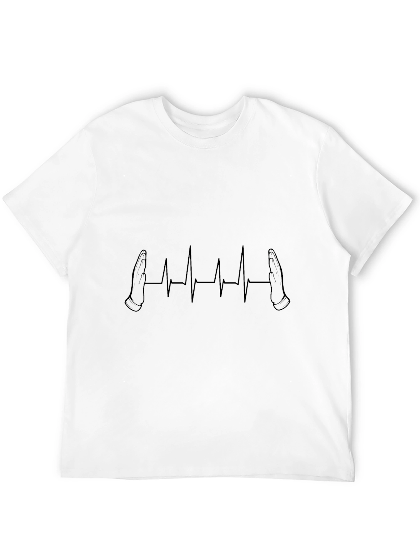 Heartbeat Handshake Graphic Tee - Stylish Black T-Shirt