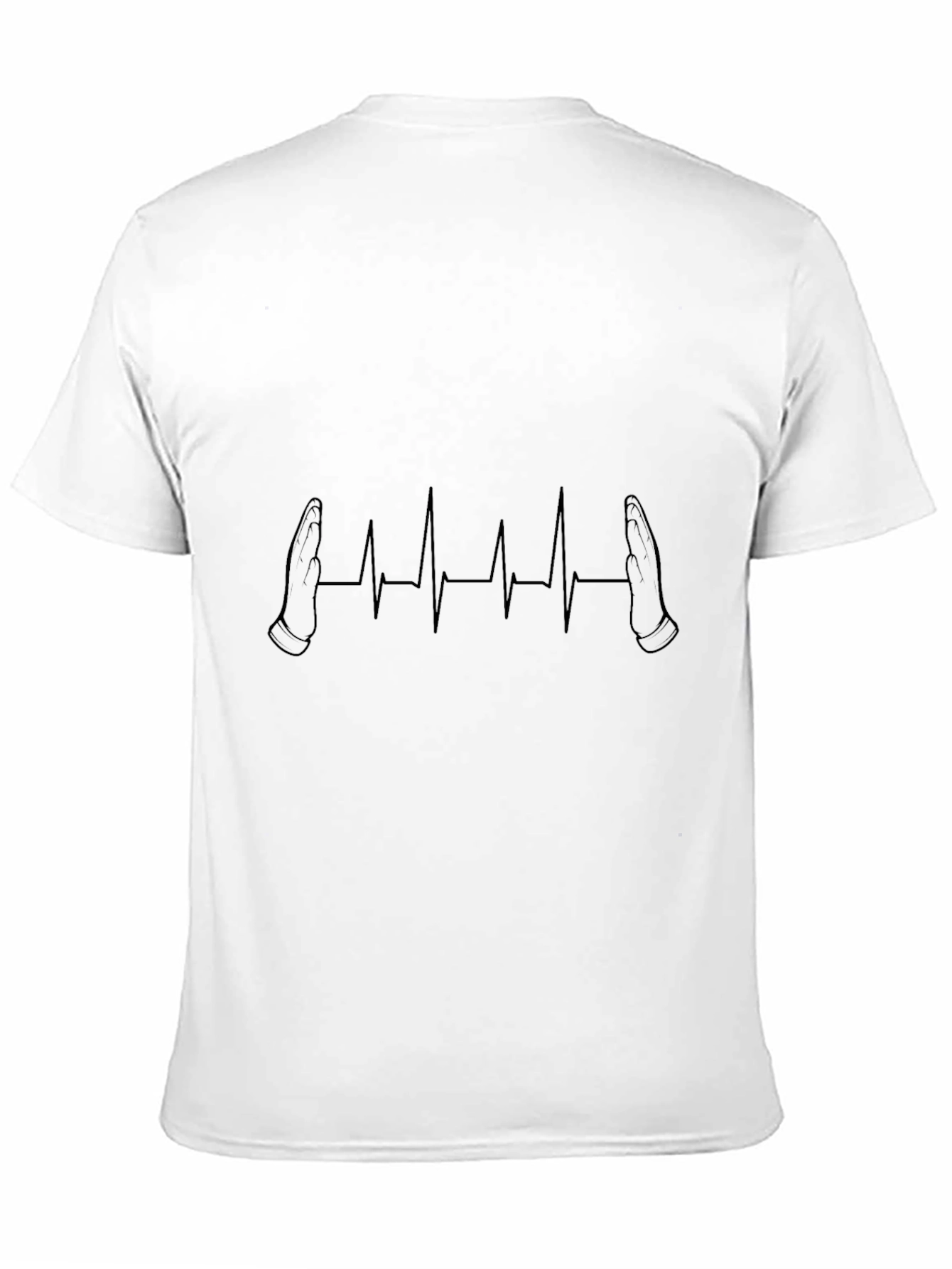 Heartbeat Handshake Graphic Tee - Stylish Black T-Shirt