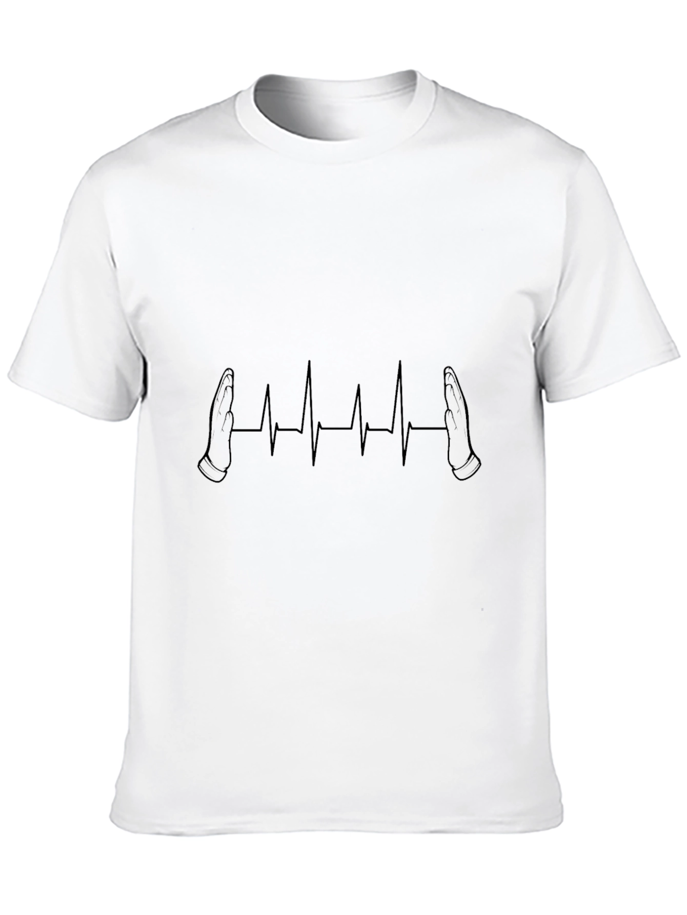 Heartbeat Handshake Graphic Tee - Stylish Black T-Shirt