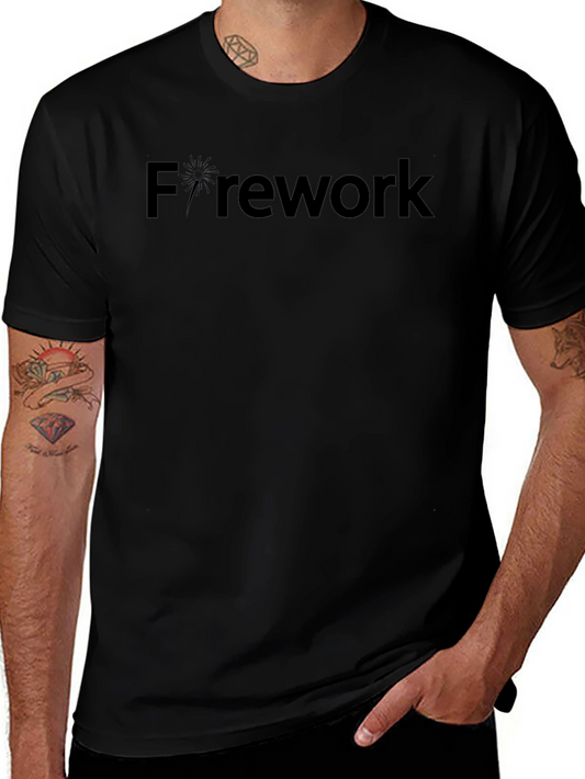 Firework Graphic Tee - Black Cotton Crewneck T-Shirt