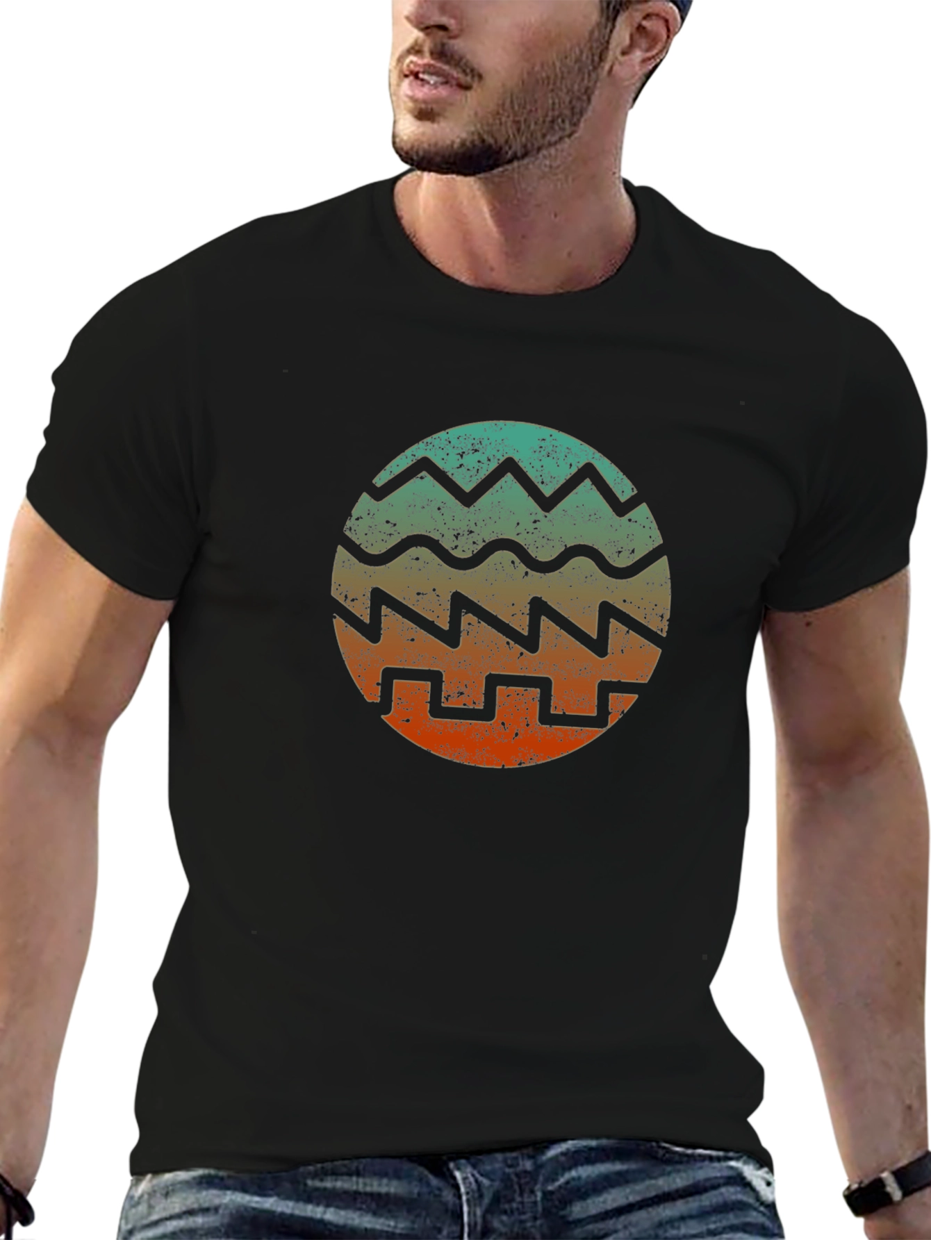 Retro Wave Pattern Graphic T-Shirt