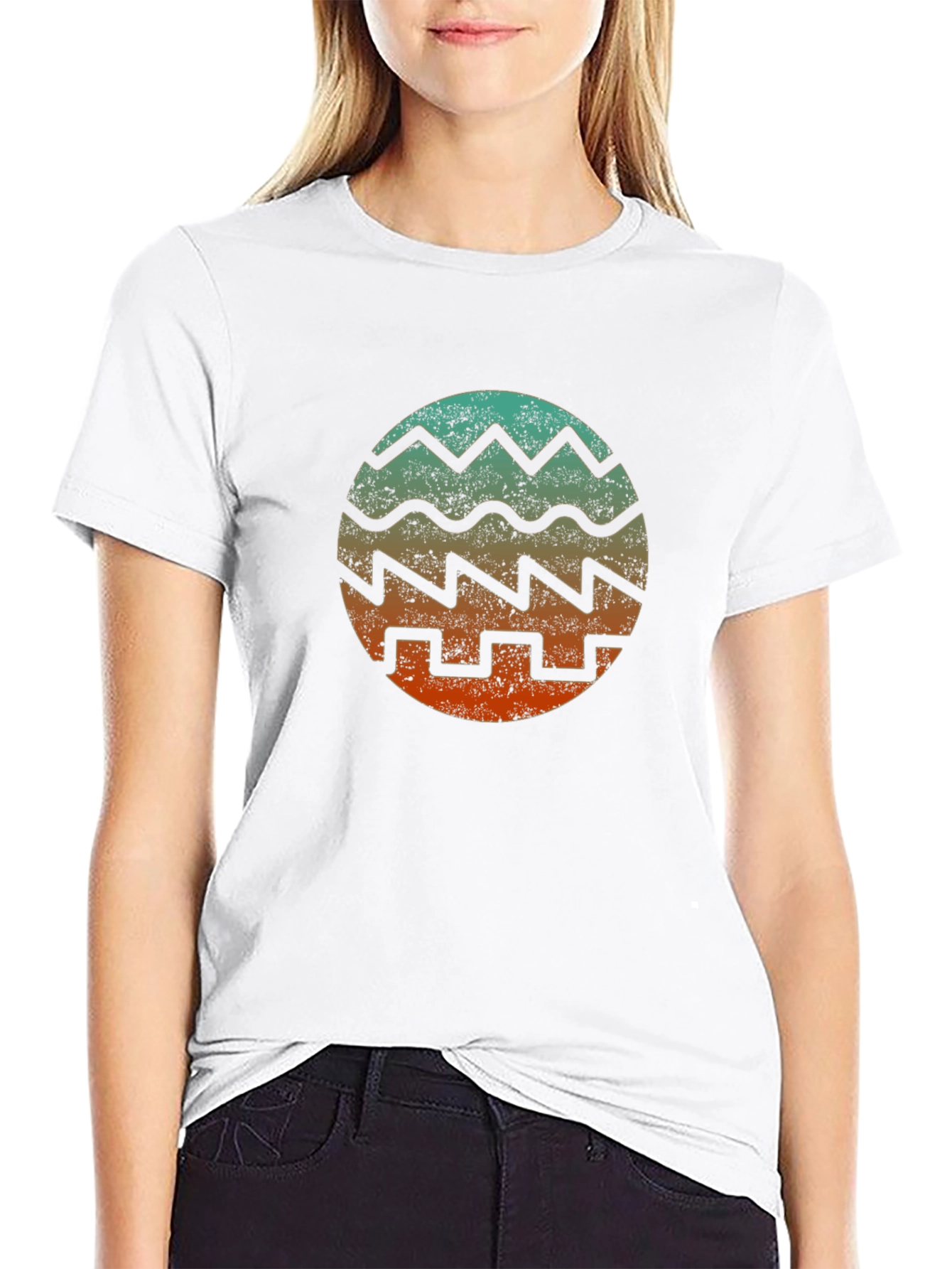 Retro Wave Pattern Graphic T-Shirt