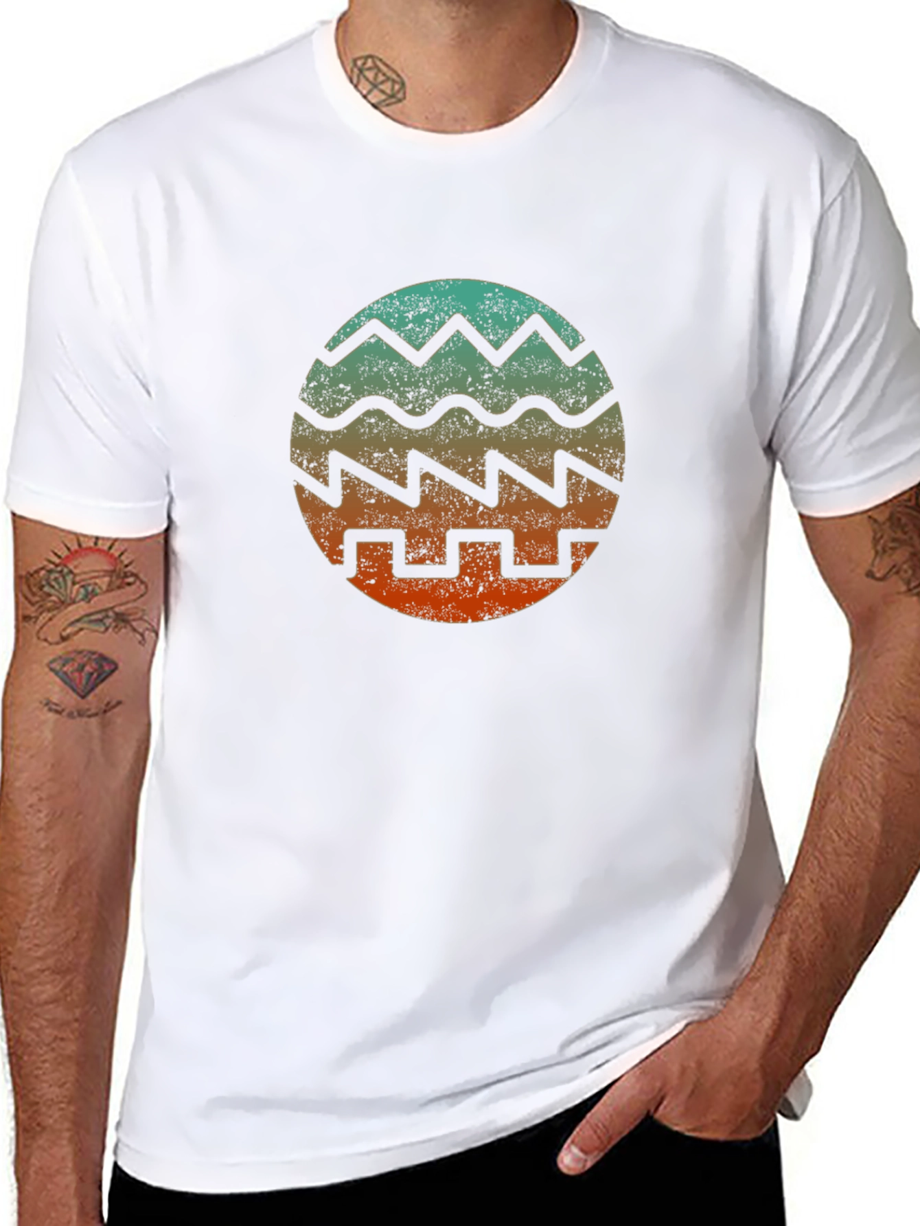 Retro Wave Pattern Graphic T-Shirt