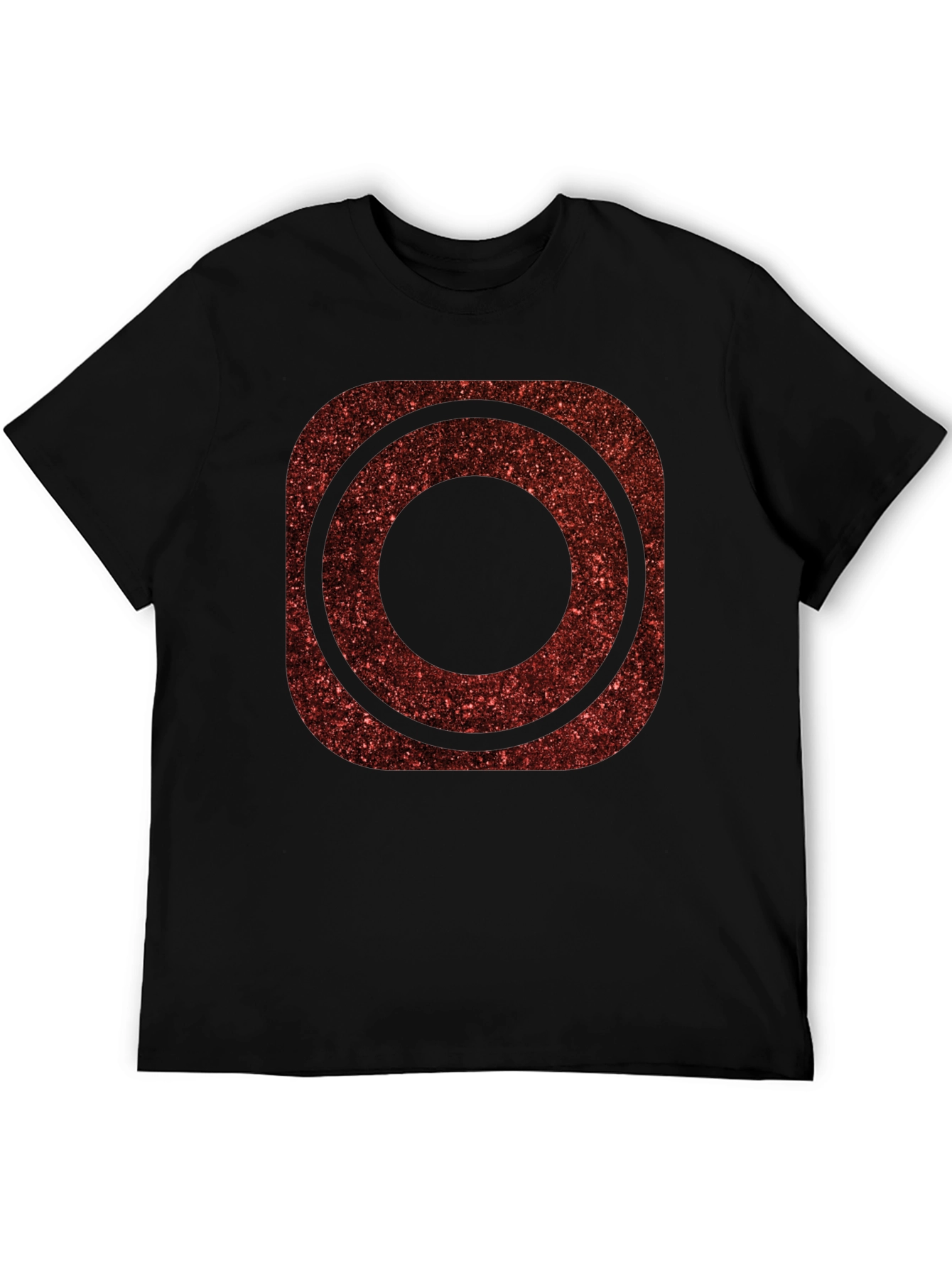 Red Glitter Circle Graphic Tee - Trendy Casual Shirt