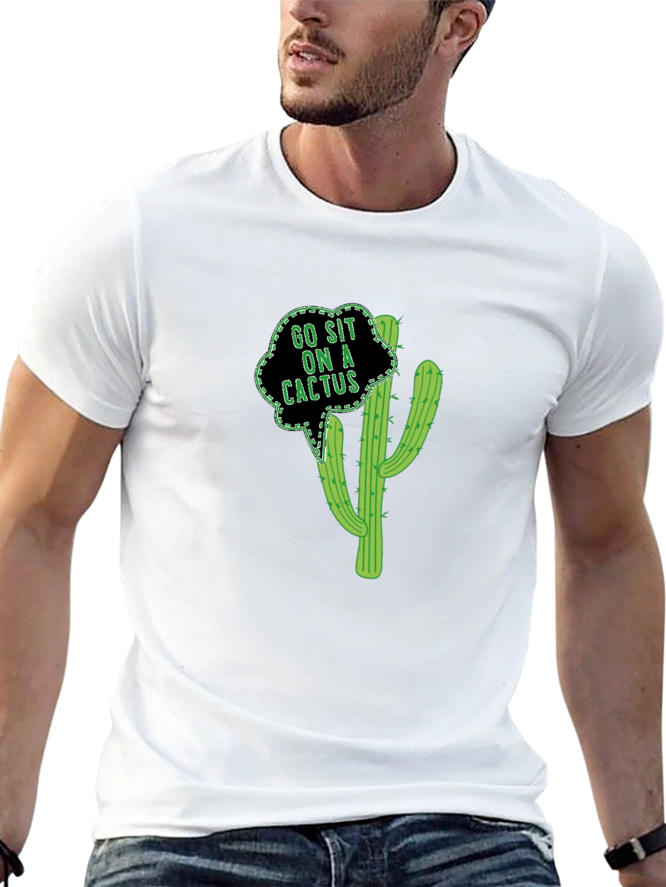 Go Sit On A Cactus Funny Graphic Tee