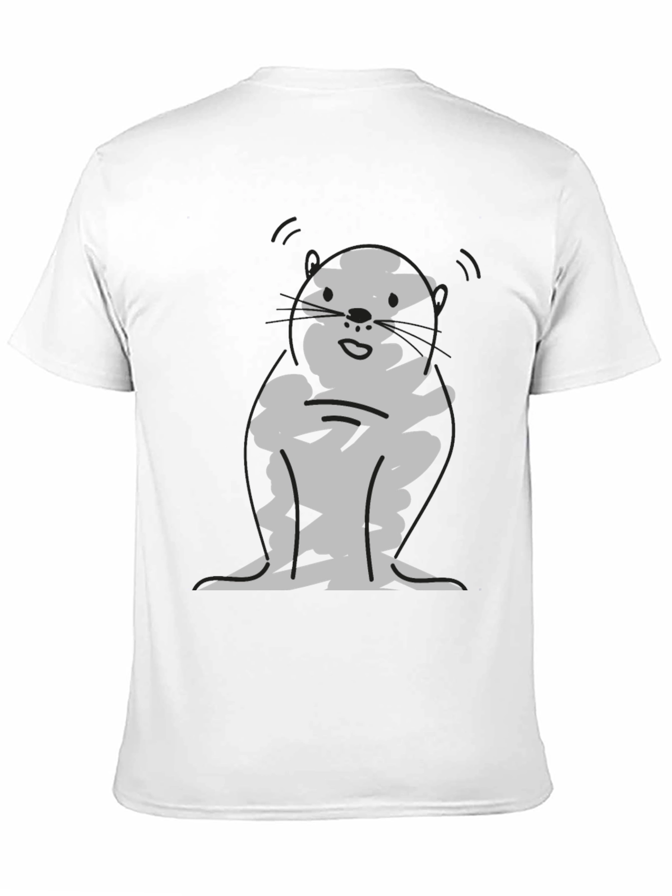 Cartoon Otter Graphic T-Shirt - Black