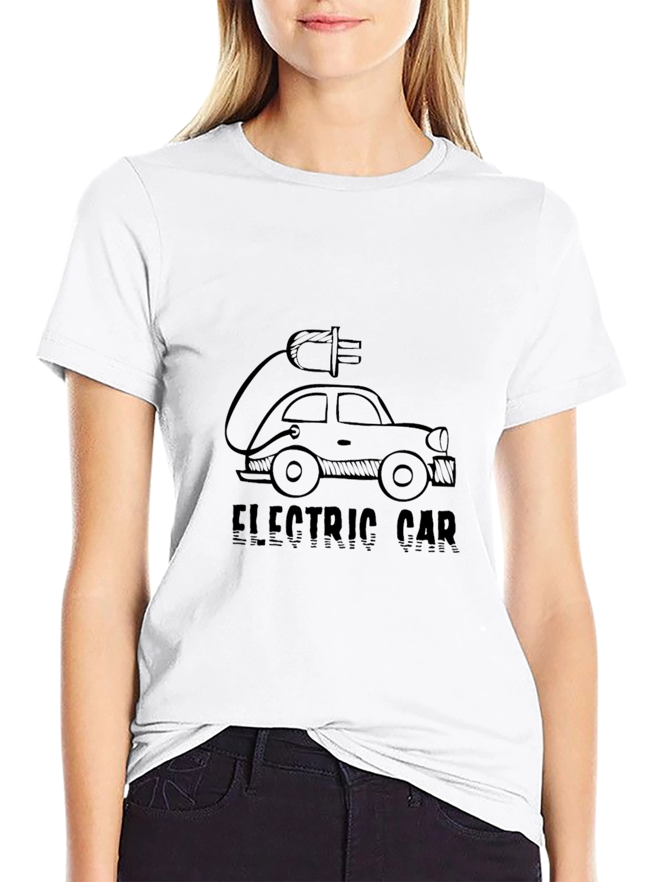 Electric Car Graphic Tee - Black Cotton Comfort