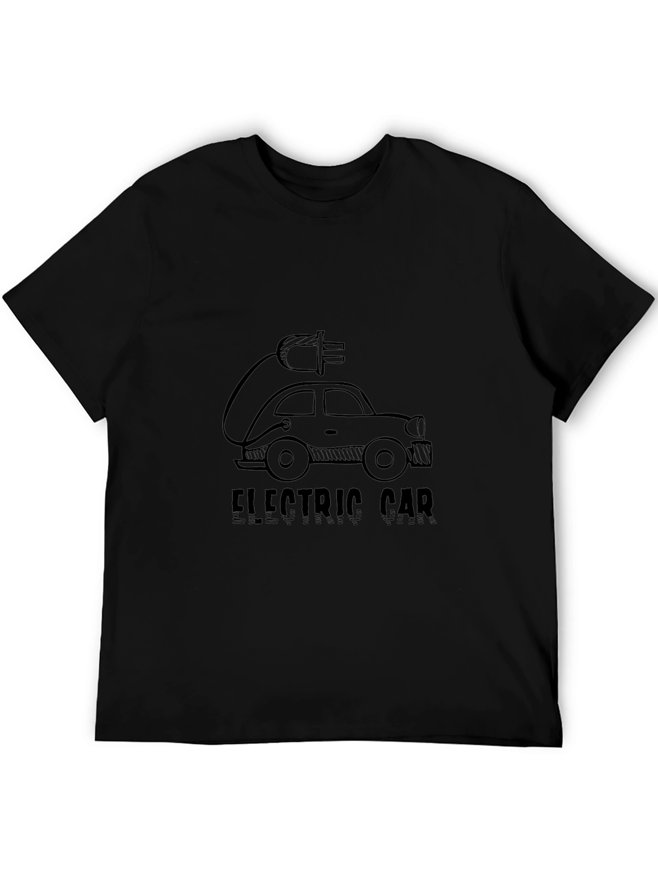 Electric Car Graphic Tee - Black Cotton Comfort