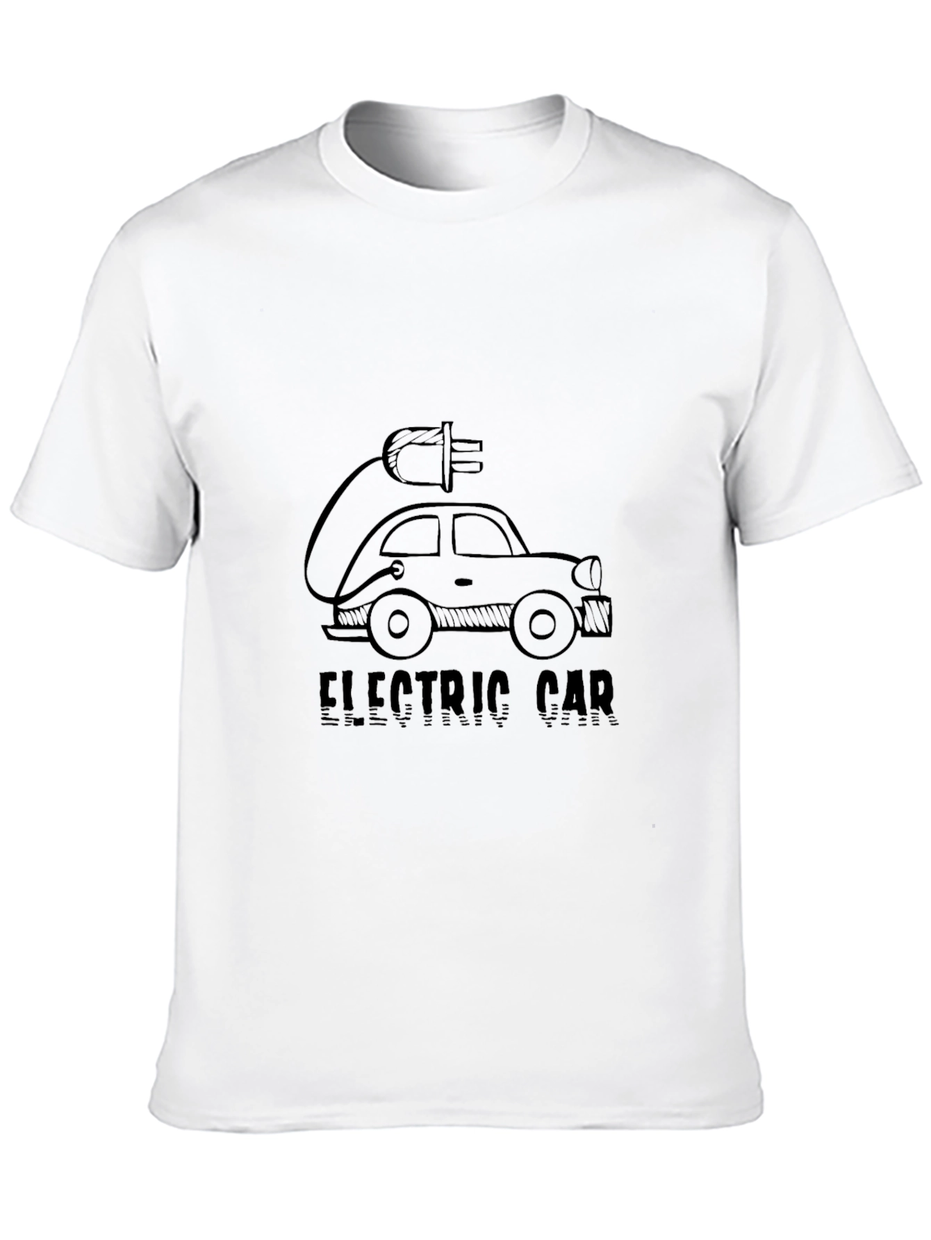 Electric Car Graphic Tee - Black Cotton Comfort
