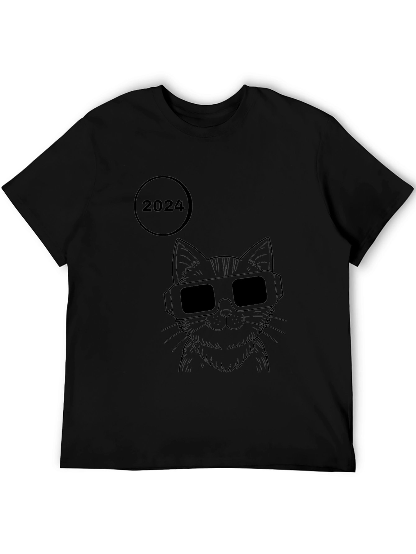 2024 Cat with Glasses Graphic T-Shirt
