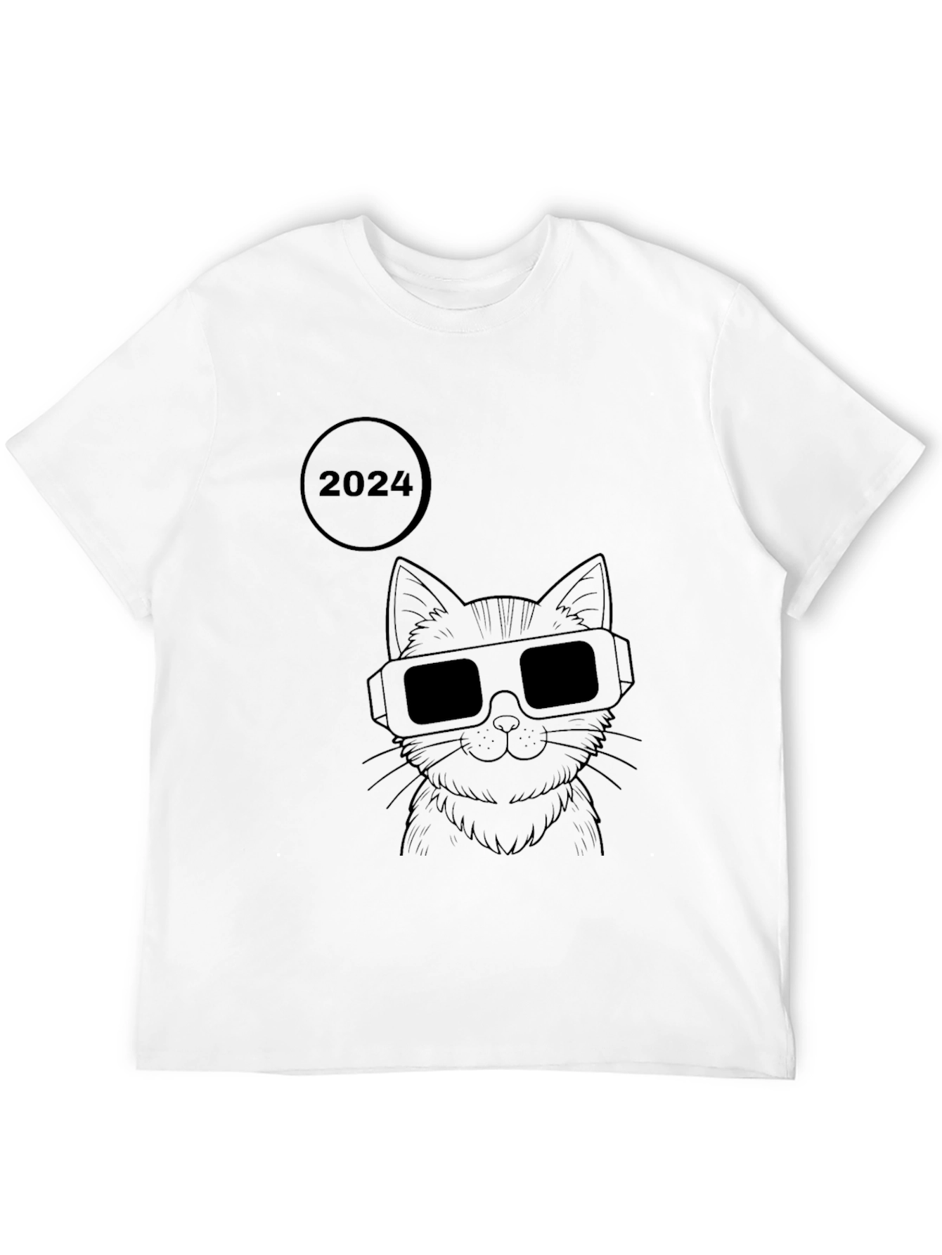 2024 Cat with Glasses Graphic T-Shirt