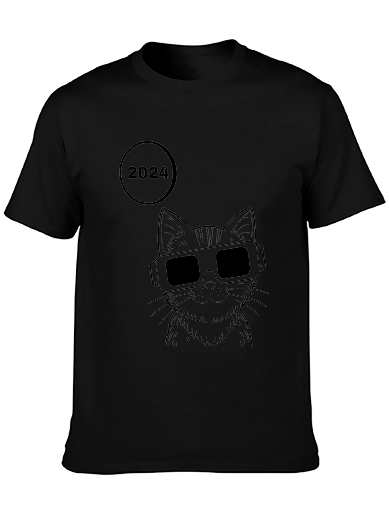 2024 Cat with Glasses Graphic T-Shirt