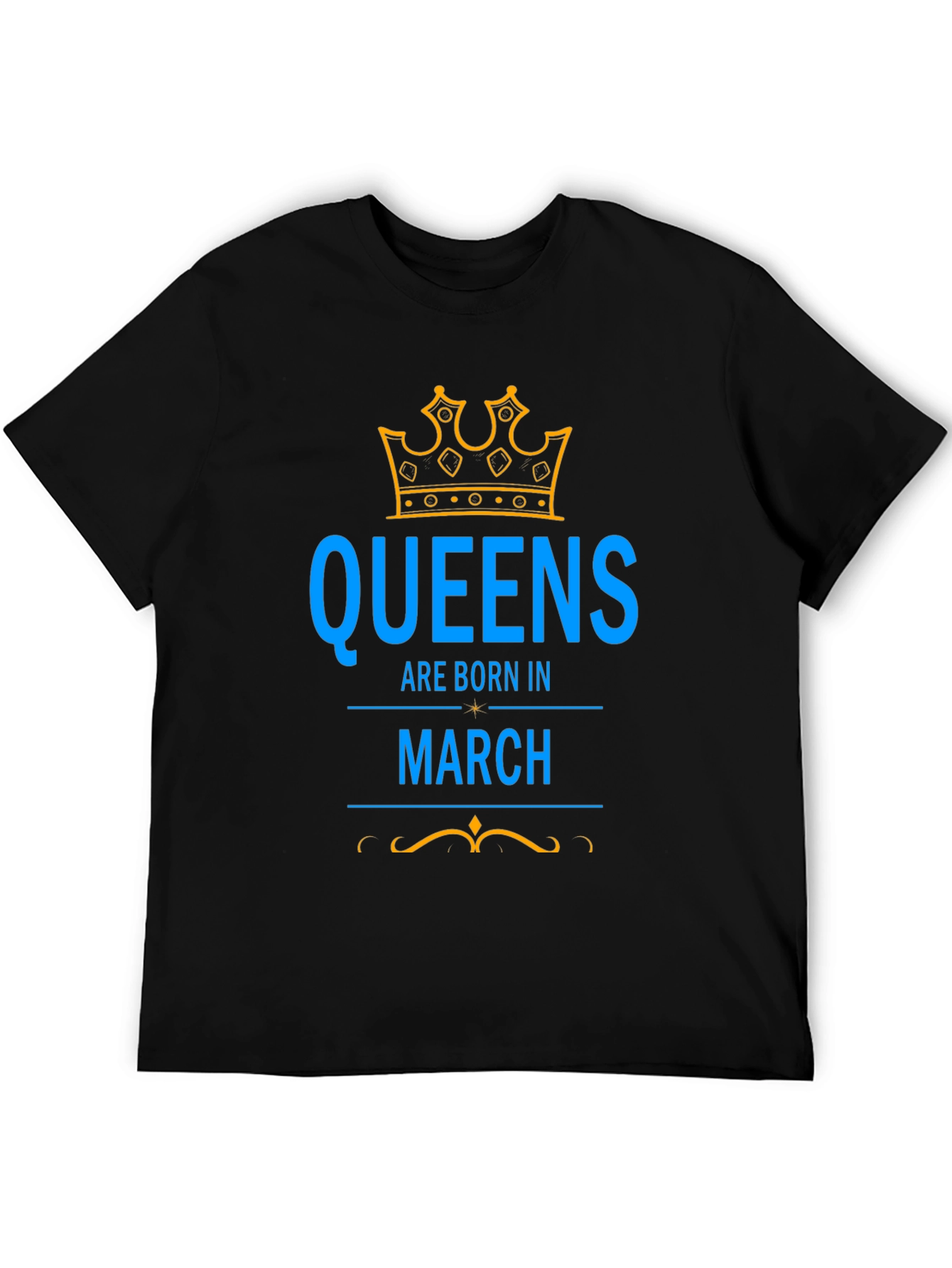 Queens Born in March Black Graphic Tee