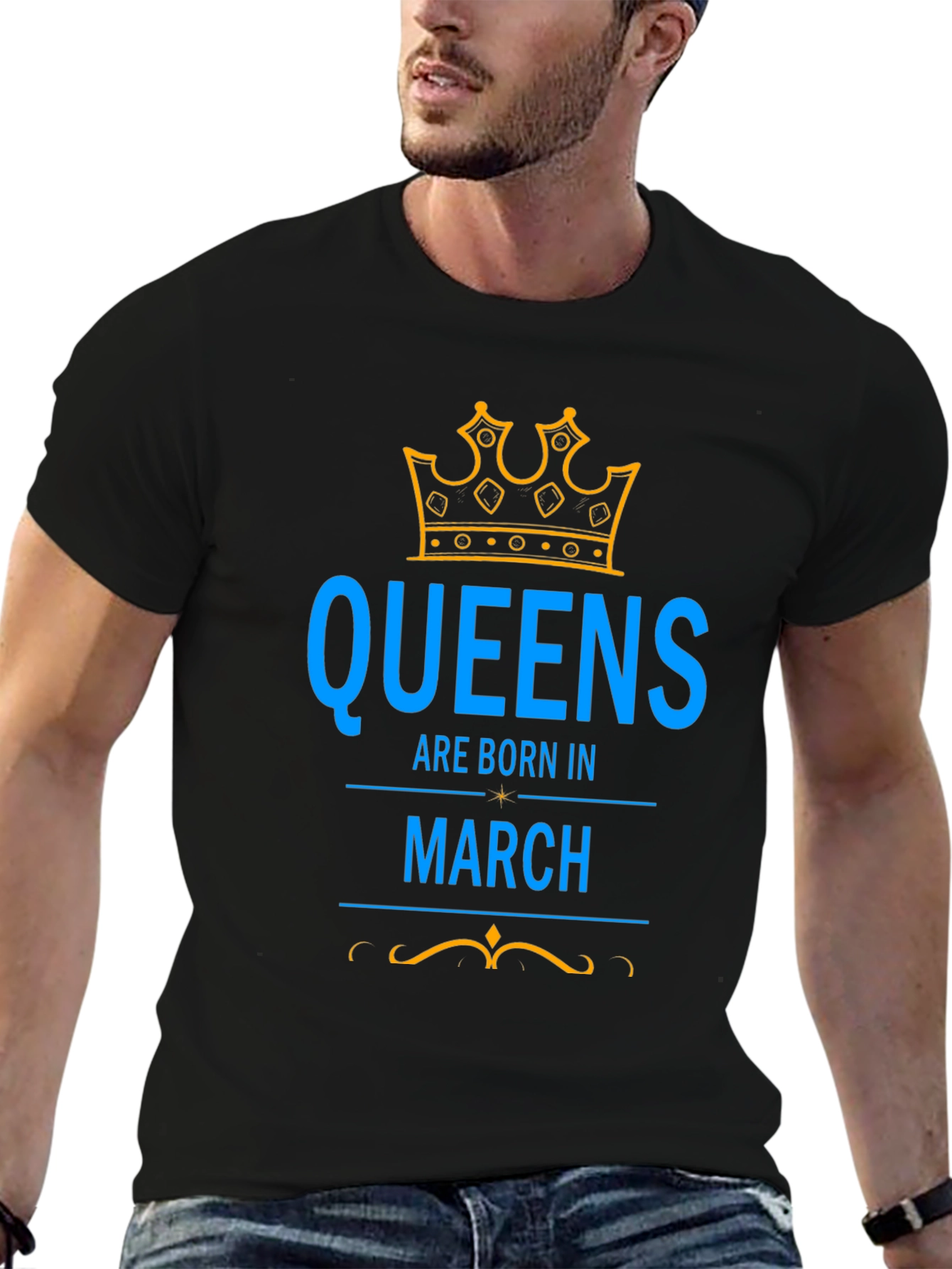 Queens Born in March Black Graphic Tee