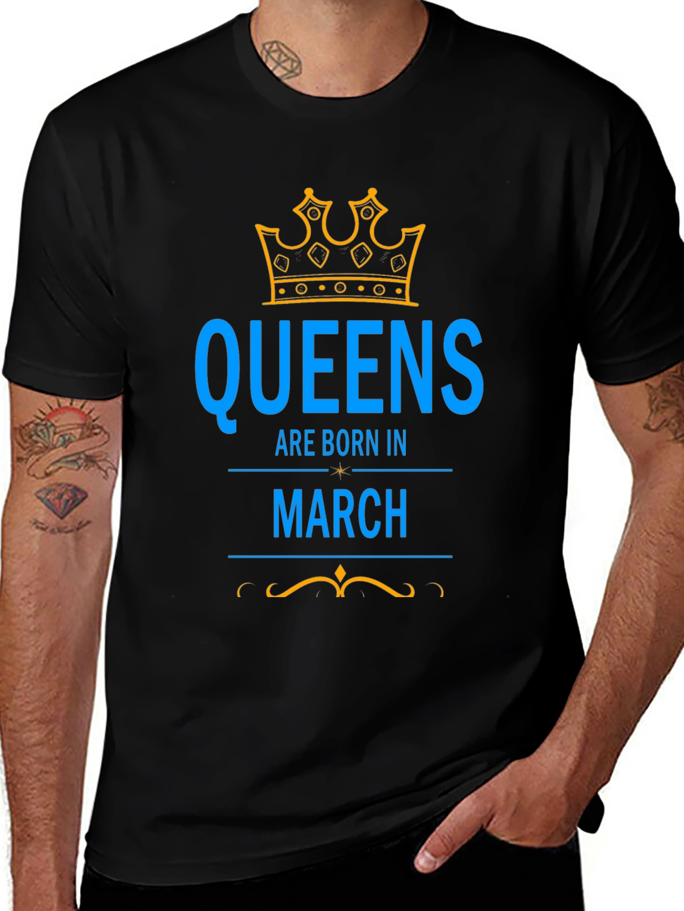 Queens Born in March Black Graphic Tee