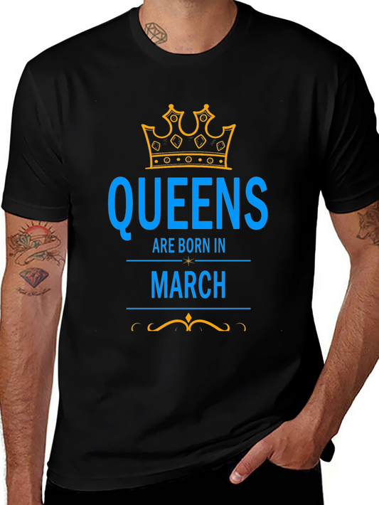 Queens Born in March Black Graphic Tee