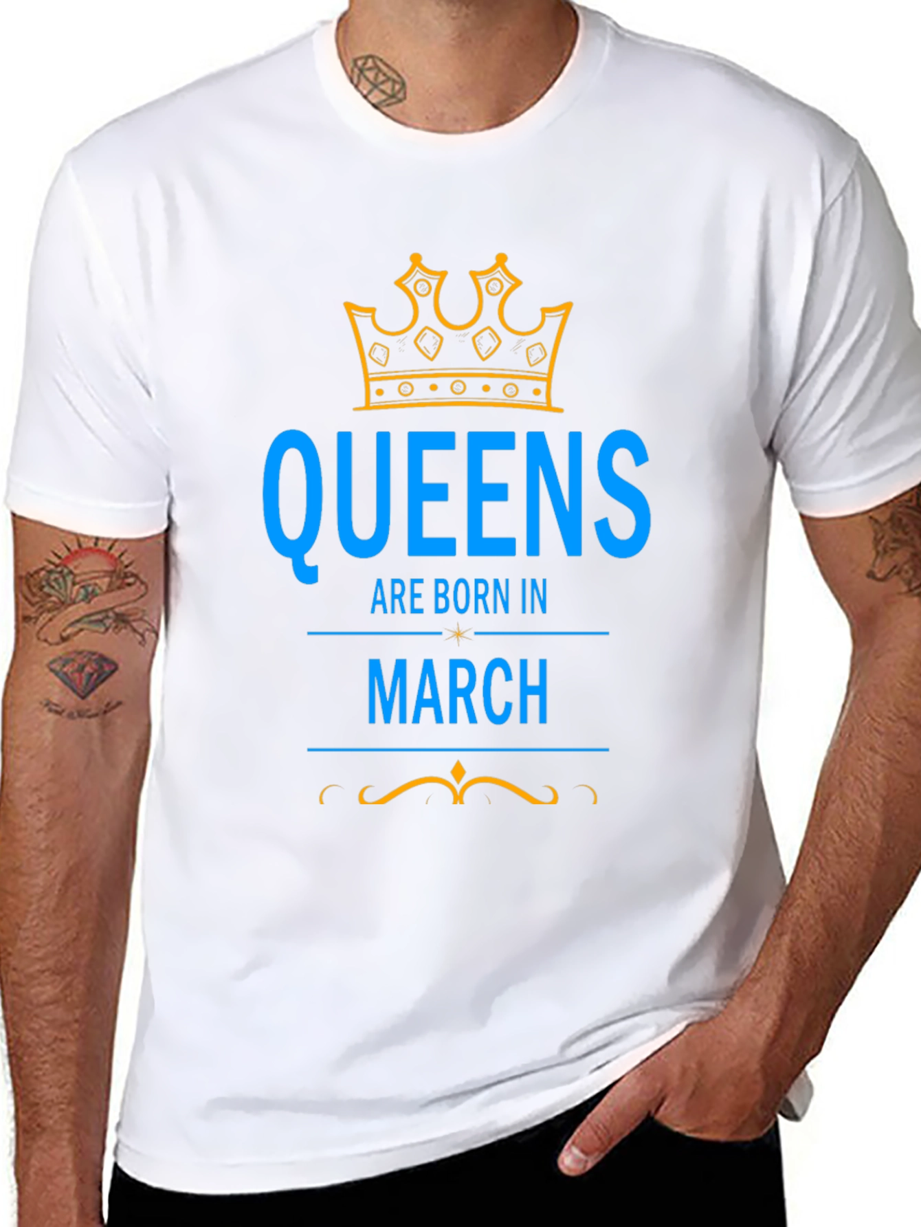 Queens Born in March Black Graphic Tee