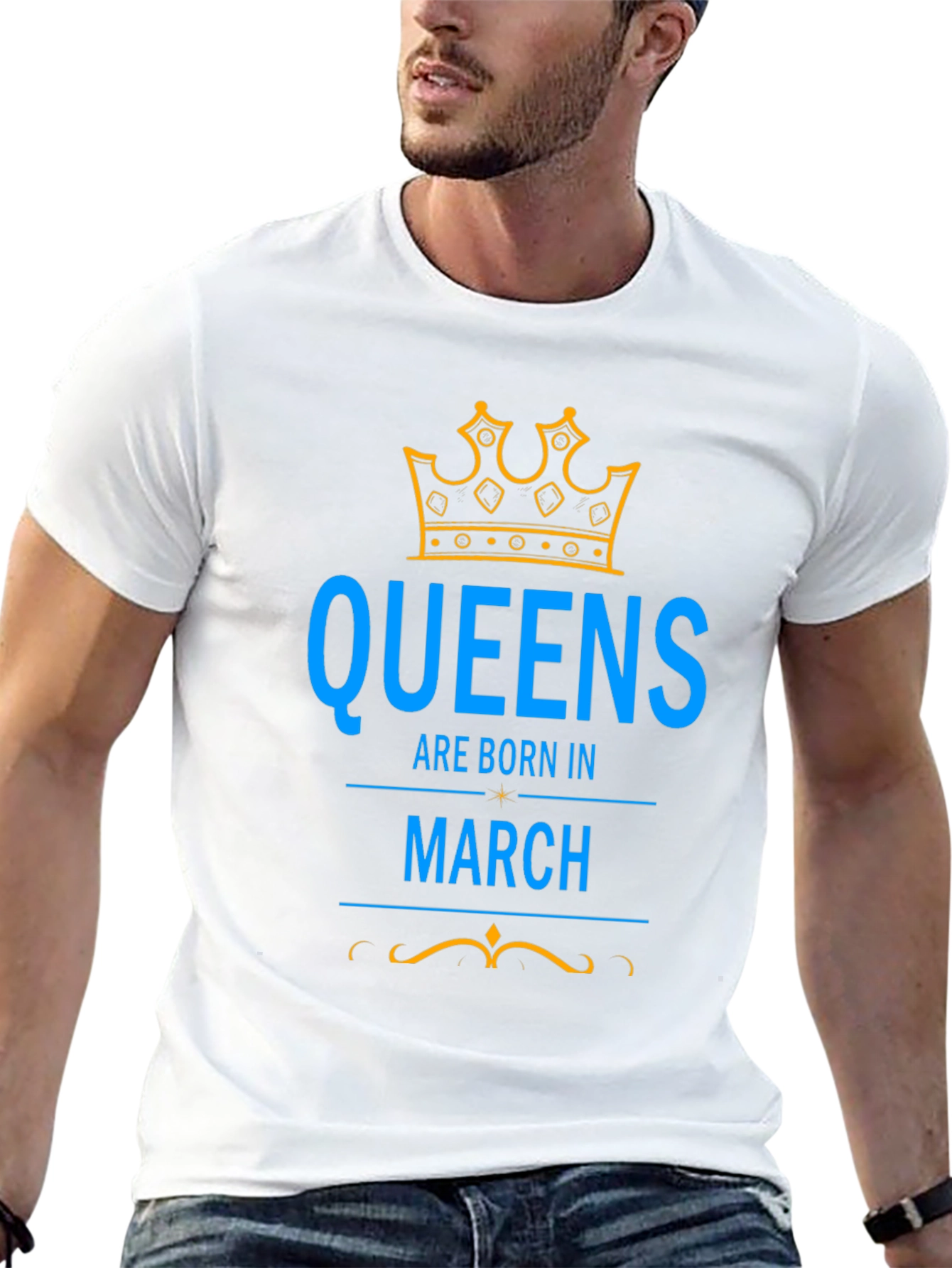 Queens Born in March Black Graphic Tee
