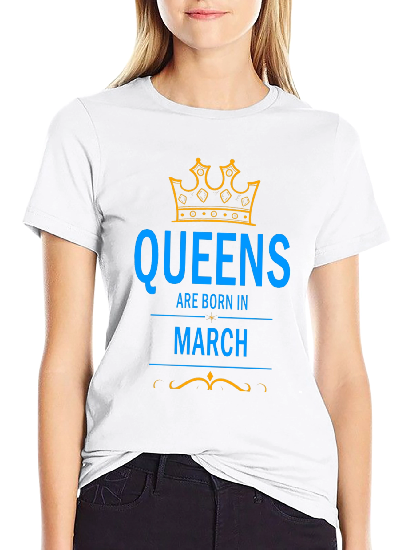 Queens Born in March Black Graphic Tee