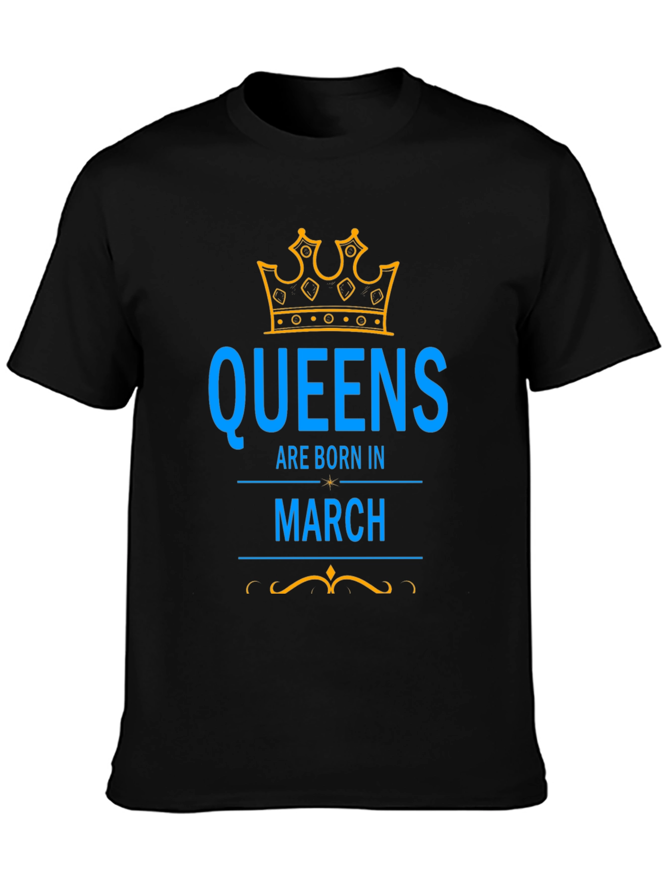 Queens Born in March Black Graphic Tee