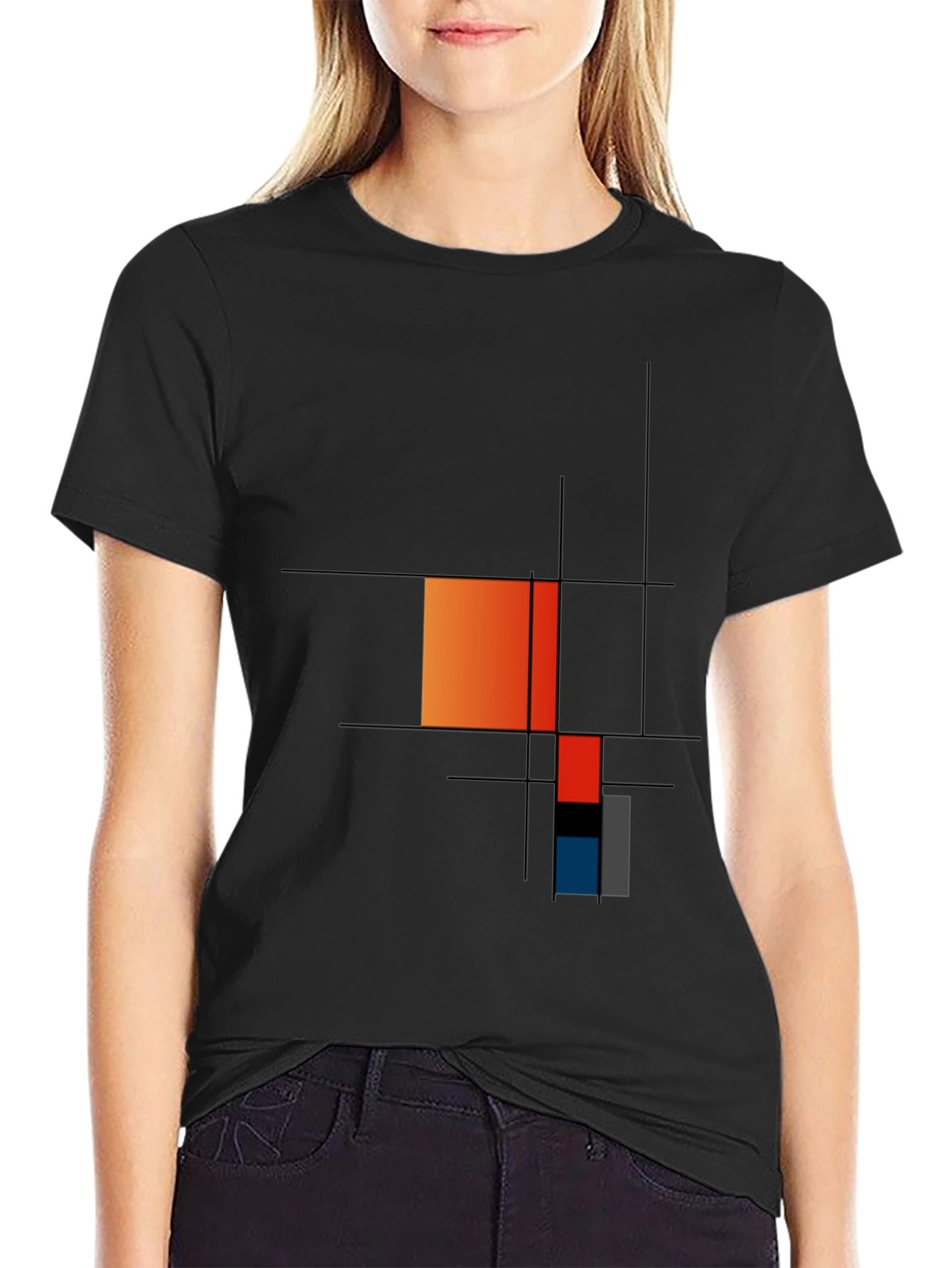 Modern Art Graphic Tee - Geometric Mondrian Style