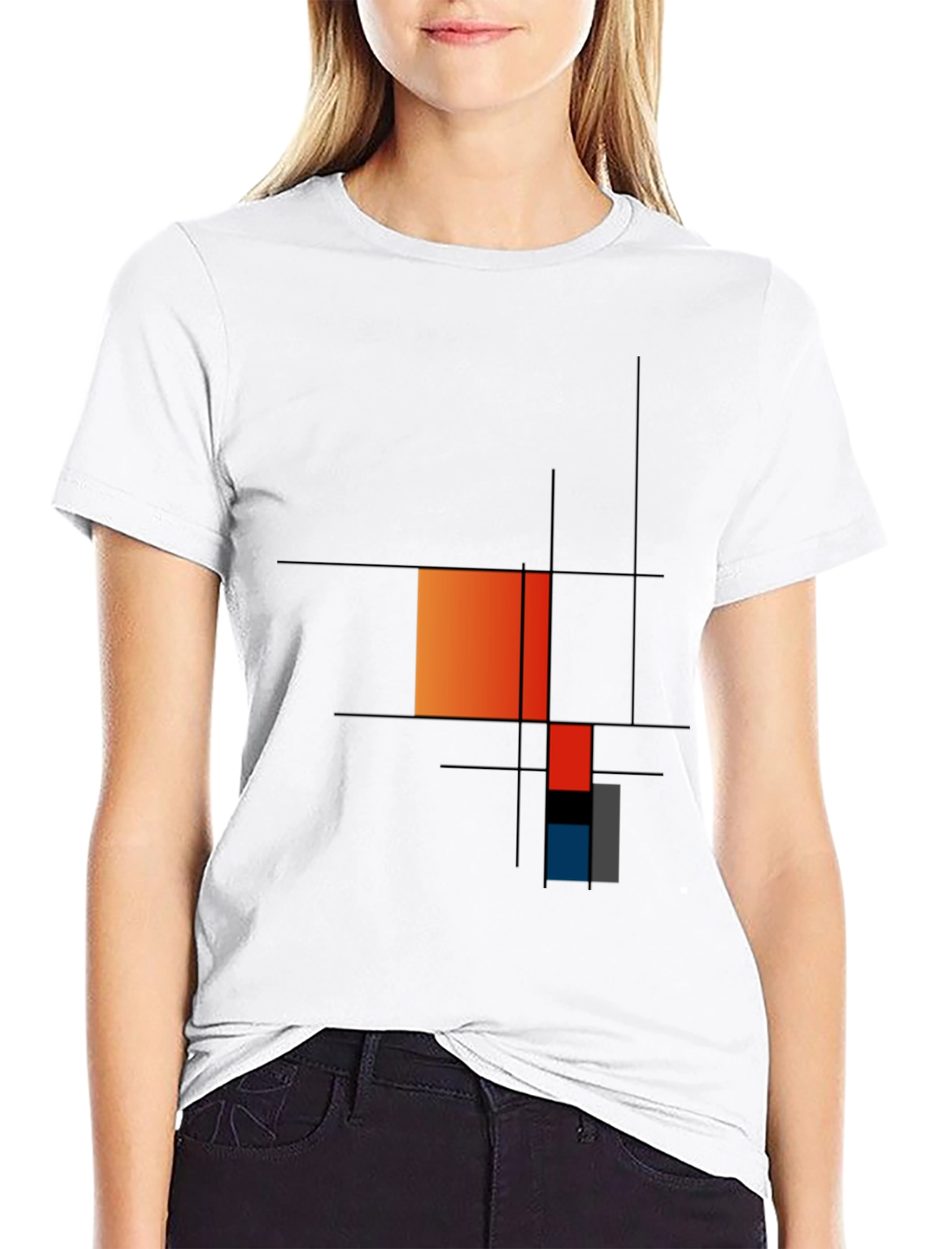 Modern Art Graphic Tee - Geometric Mondrian Style
