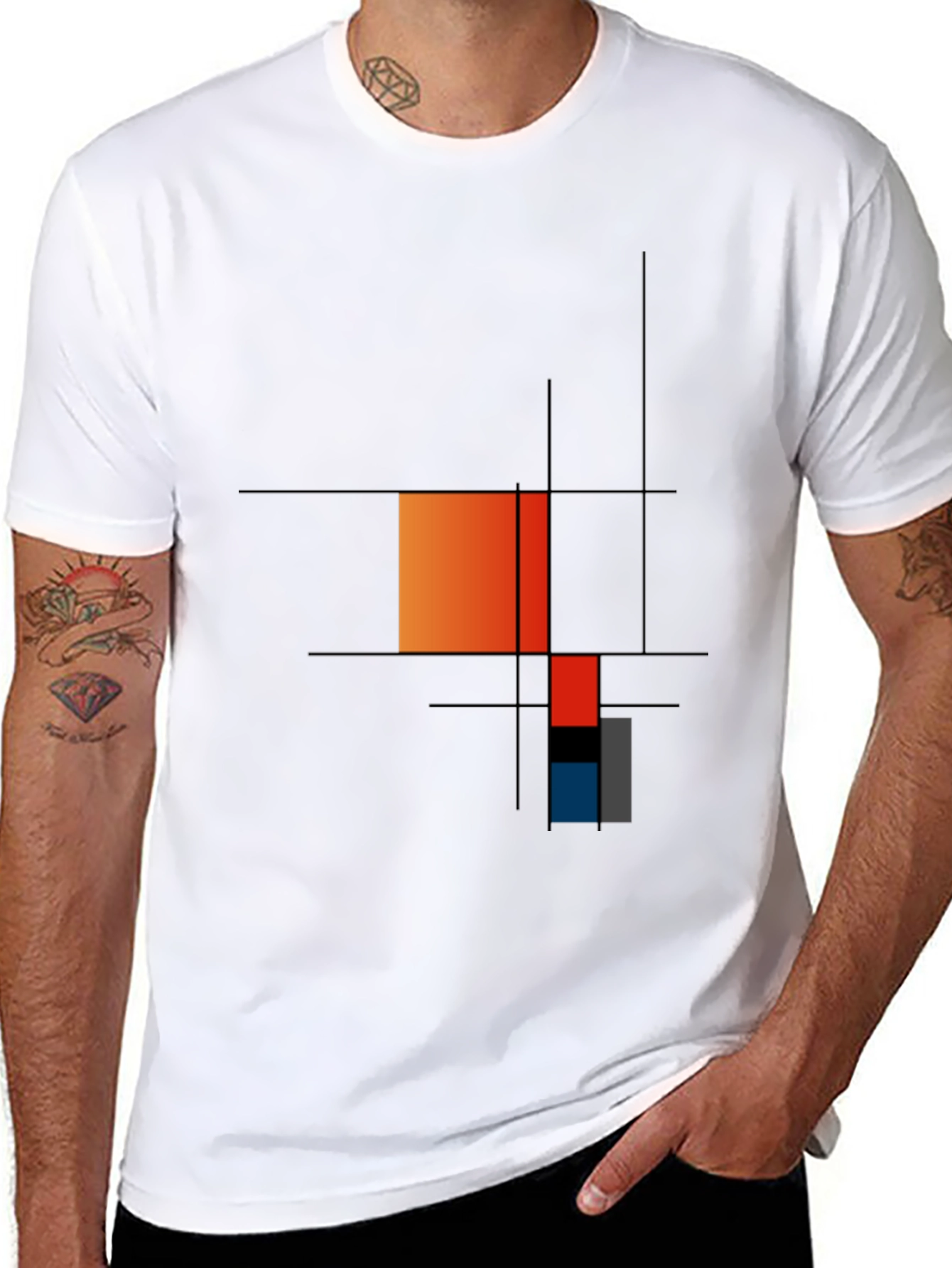 Modern Art Graphic Tee - Geometric Mondrian Style
