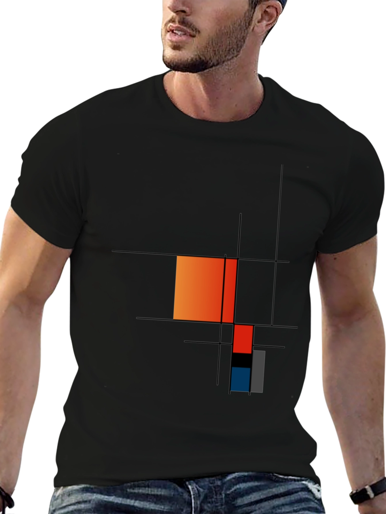 Modern Art Graphic Tee - Geometric Mondrian Style