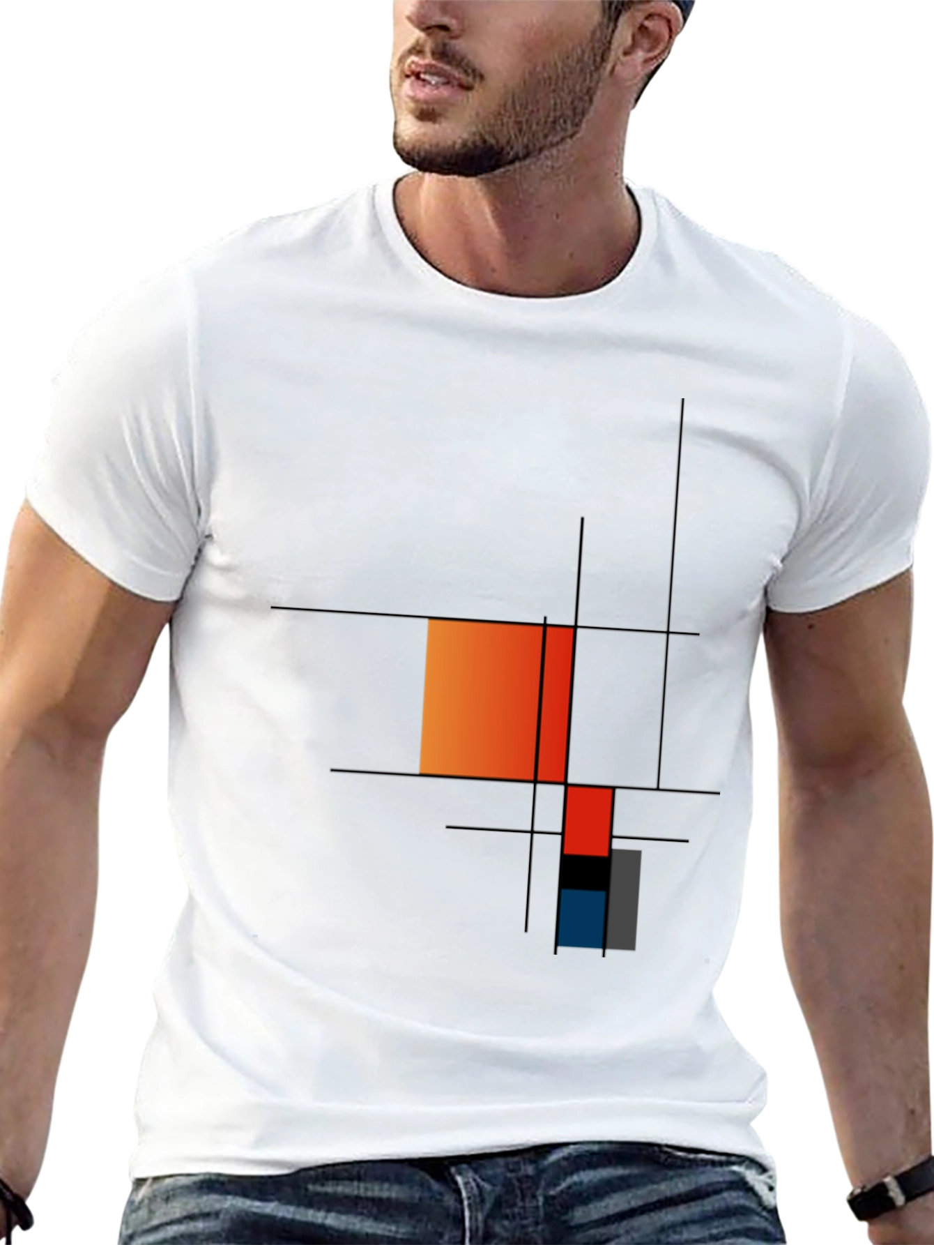 Modern Art Graphic Tee - Geometric Mondrian Style